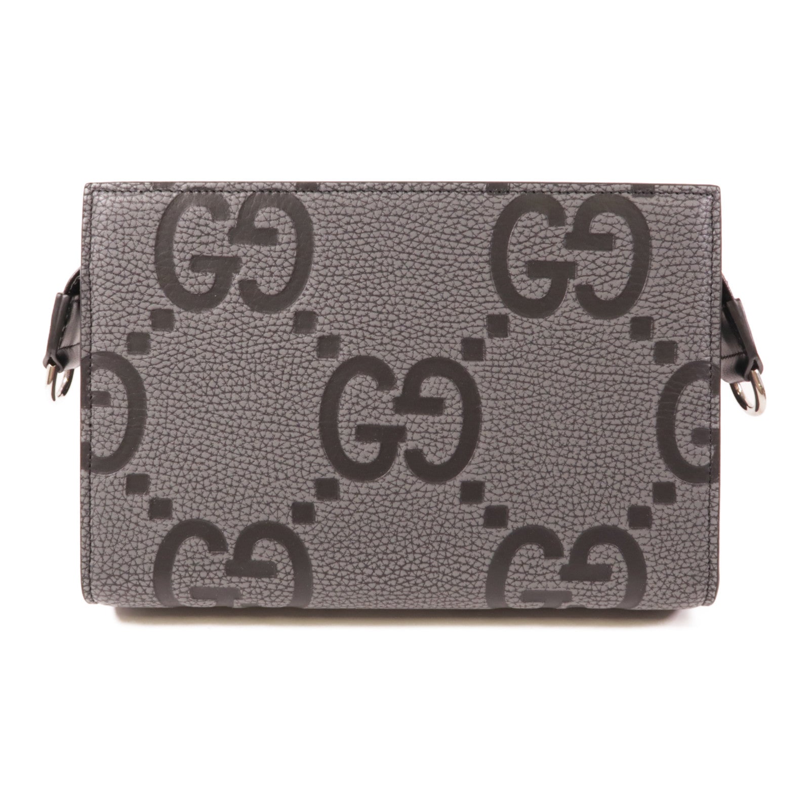 GUCCI 【激減優惠】皮革Jumbo GG Mini銀扣肩背袋