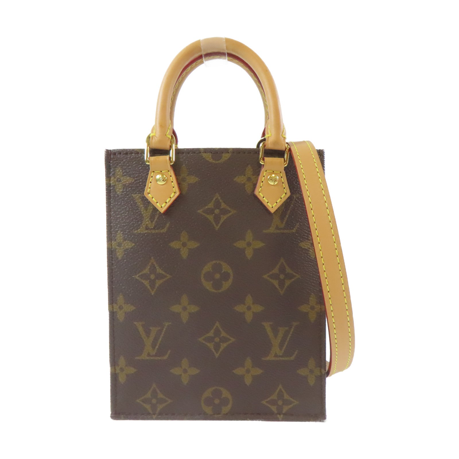 LOUIS VUITTON 【激減優惠】Monogram Petit Sac Plat金扣肩背袋啡色