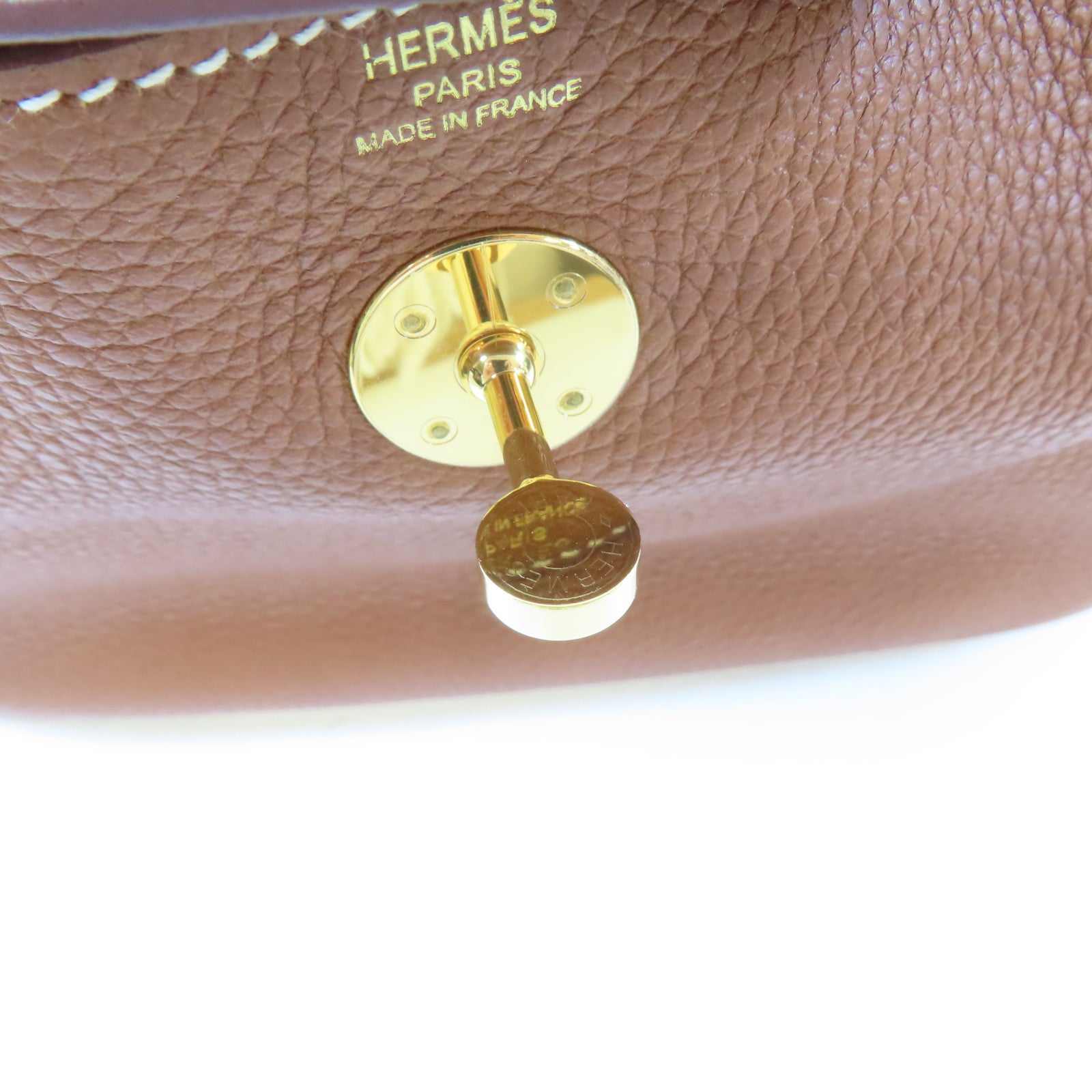 HERMES Clemence皮革Lindy 26金扣手挽肩背兩用袋Gold/啡色