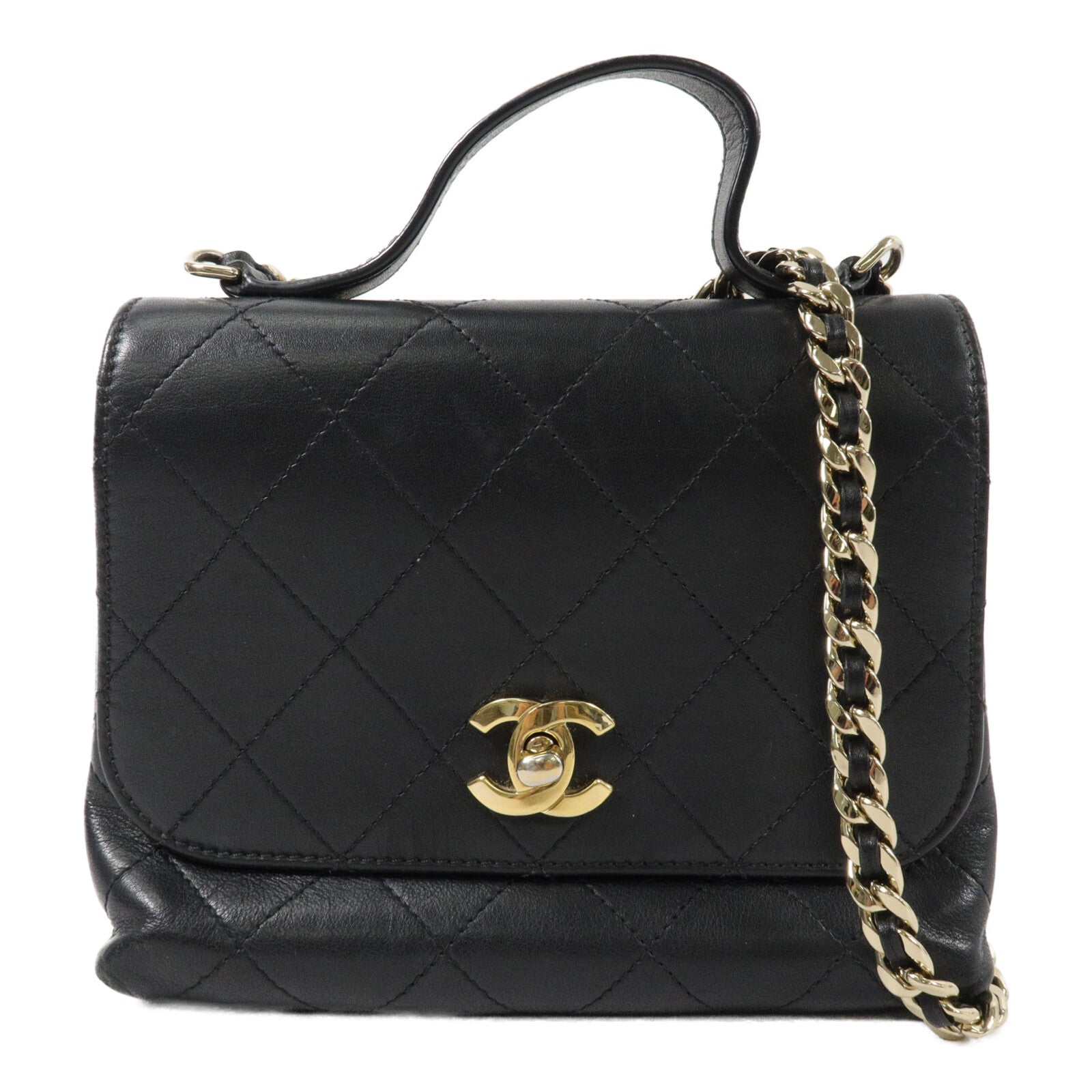 CHANEL 羊皮皮革Chain Shoulder鏈帶手挽肩背兩用袋