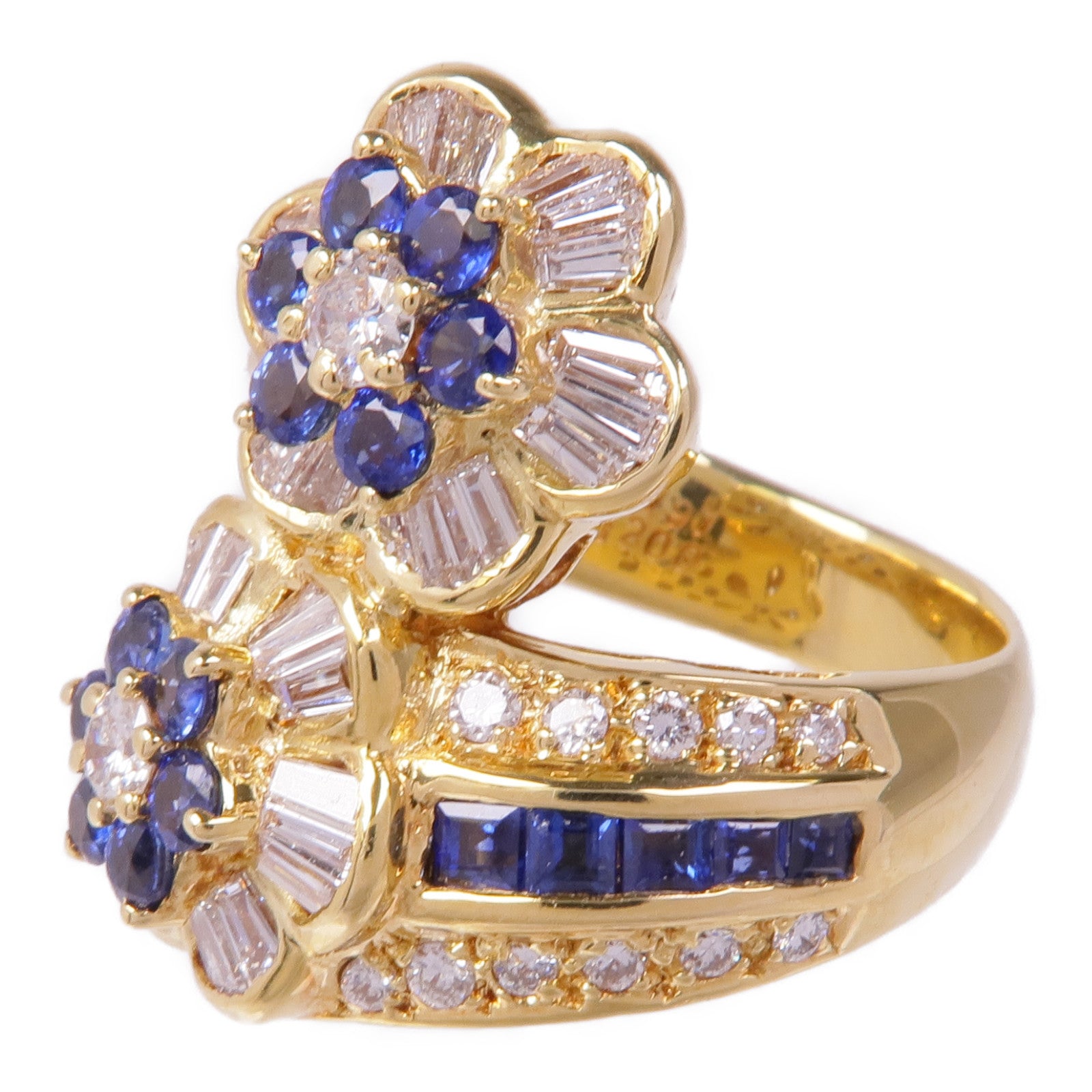 JEWELRY 18K黃金Sapphire Diamond Ring藍寶石/鑽石US#7
