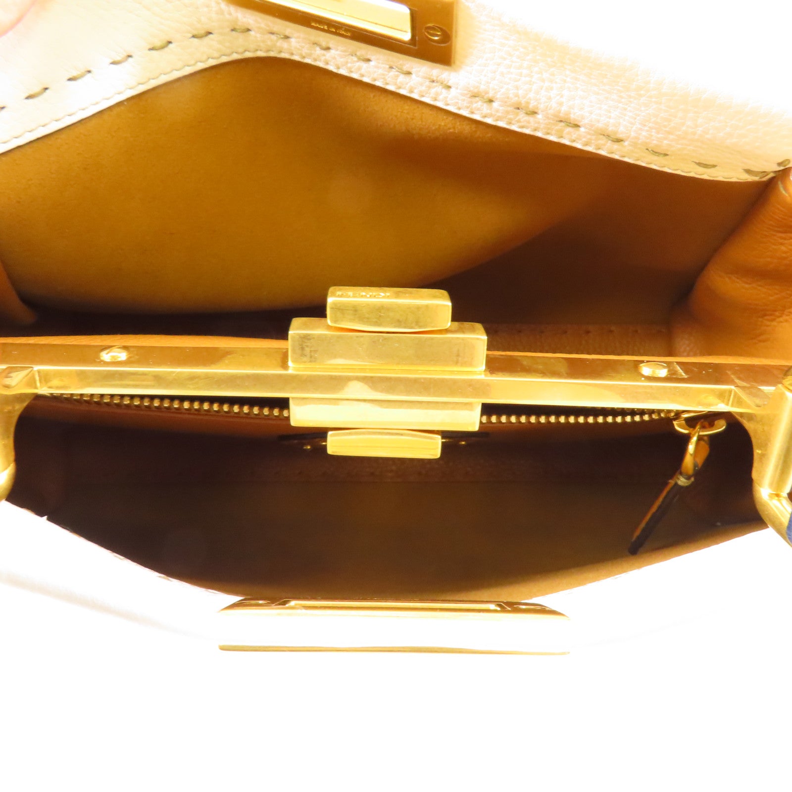 FENDI 【激減優惠】牛皮皮革Peekaboo金扣手挽肩背兩用袋