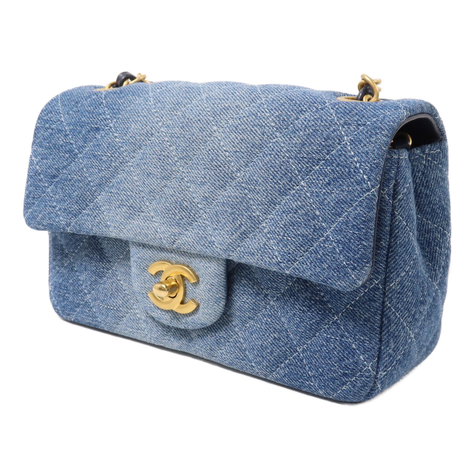 CHANEL 牛仔布Mini Classic 20鏈帶肩背袋