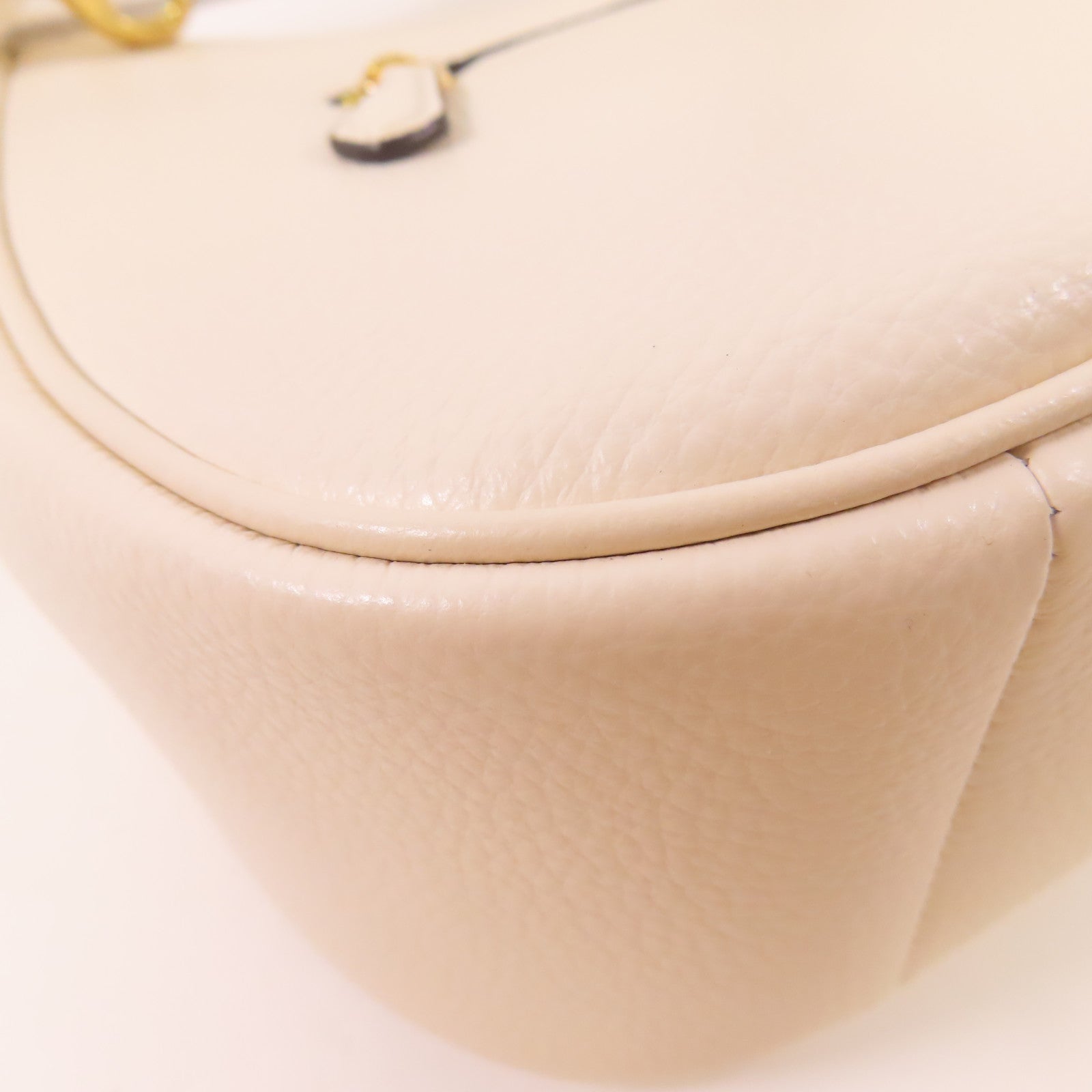 COACH GHW Shoulder Bag Calfskin Leather