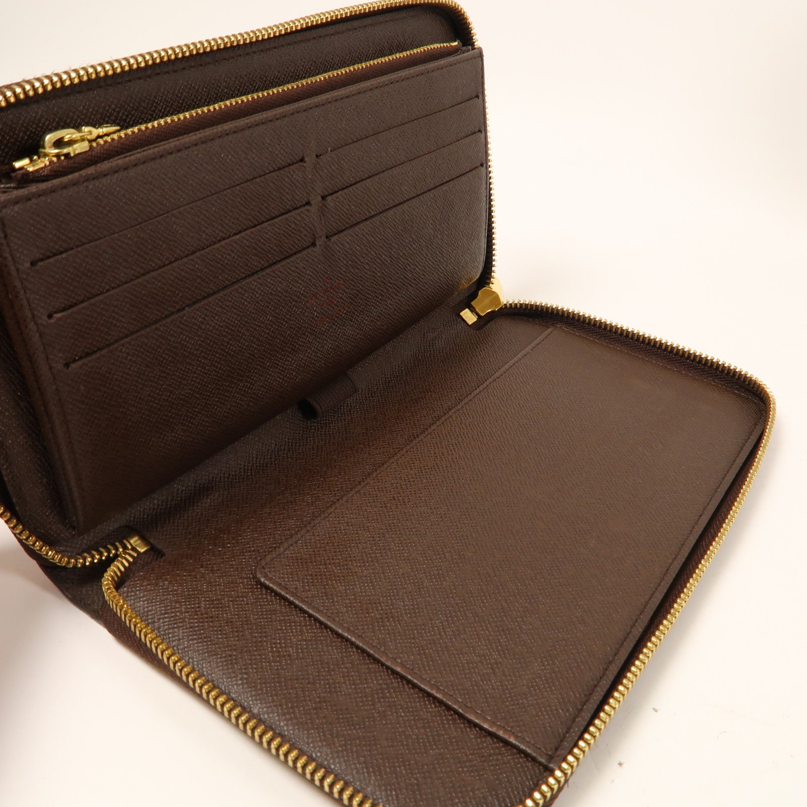 LOUIS VUITTON Damier Zippy Organizer金扣拉鍊長錢包啡色