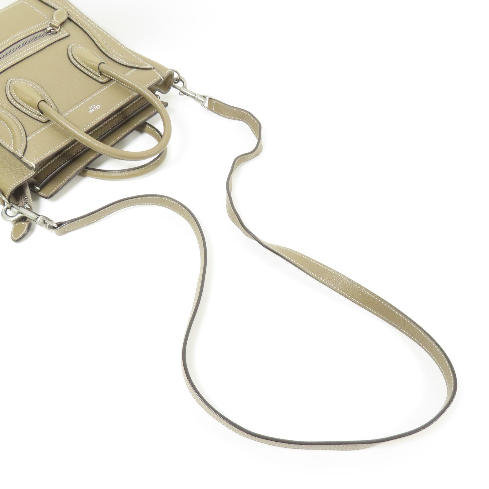 CELINE 牛皮皮革Nano Luggage銀扣手挽肩背兩用袋