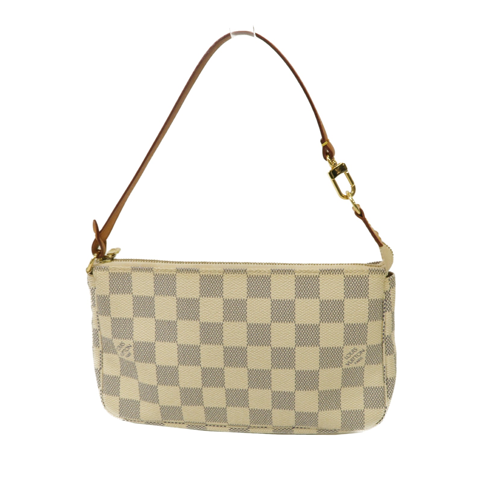 LOUIS VUITTON Damier Azur Pochette Accessoires金扣手拿包白色