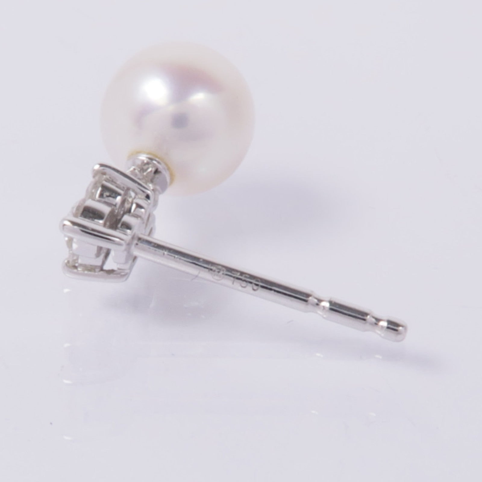 MIKIMOTO 18K白金Pearl/Diamond Earrings珍珠/鑽石耳環
