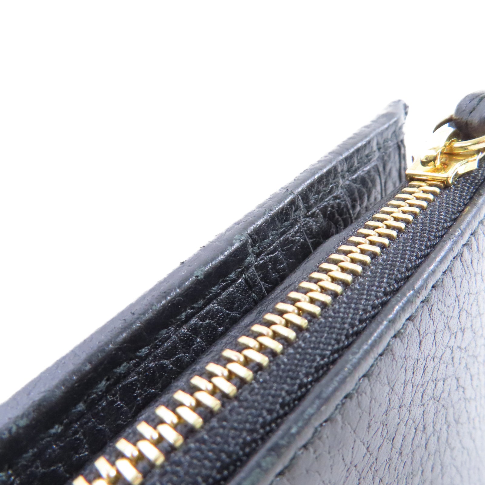 GUCCI 牛皮皮革Petit GG Marmont L-Shaped Zipper Medium Wallet金扣錢包黑色