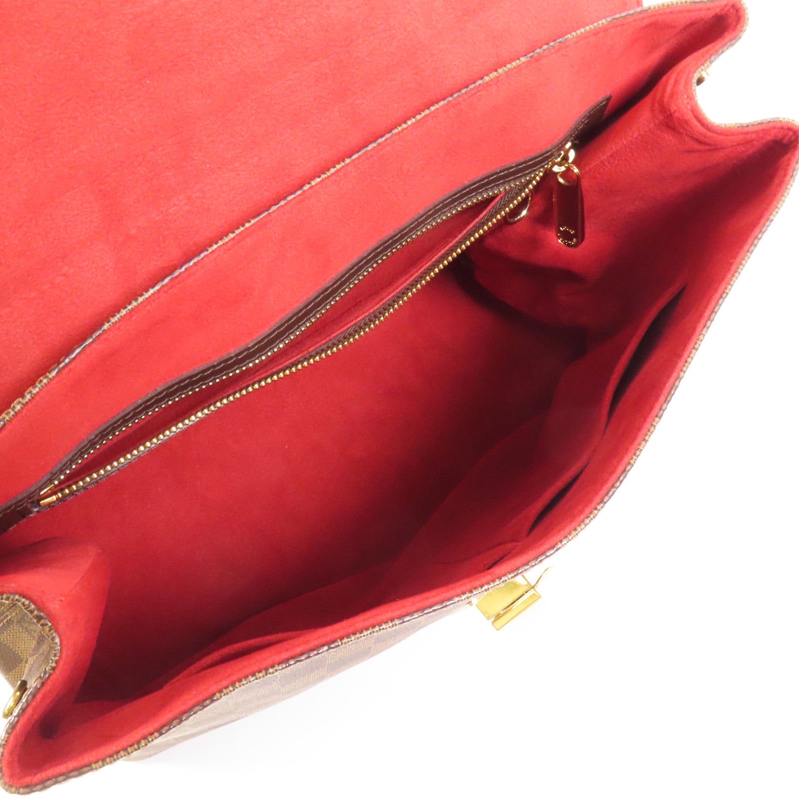 LOUIS VUITTON Damier Bergamo MM金扣手挽袋