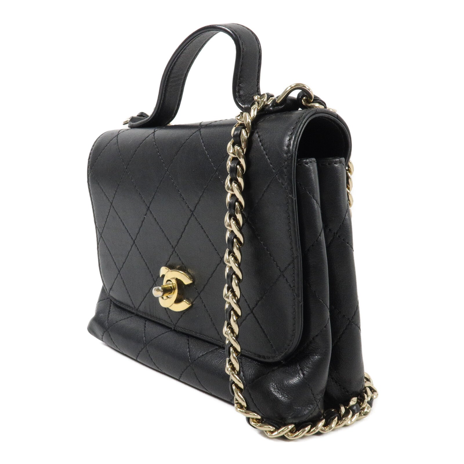 CHANEL 羊皮皮革Chain Shoulder鏈帶手挽肩背兩用袋