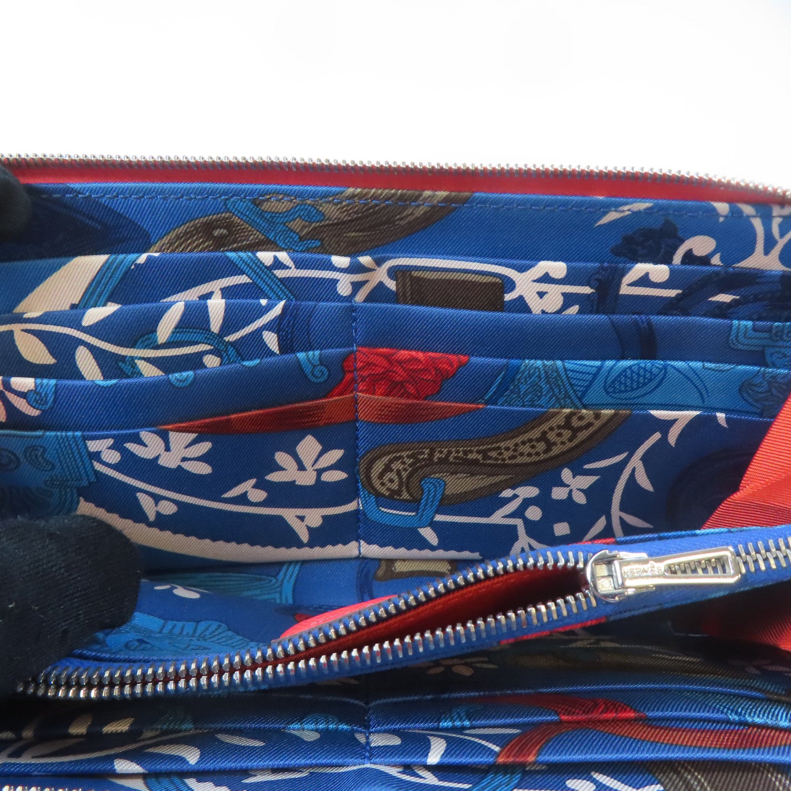 HERMES Epsom皮革Silk In Wallet銀扣長錢包Rose Texas/粉紅色