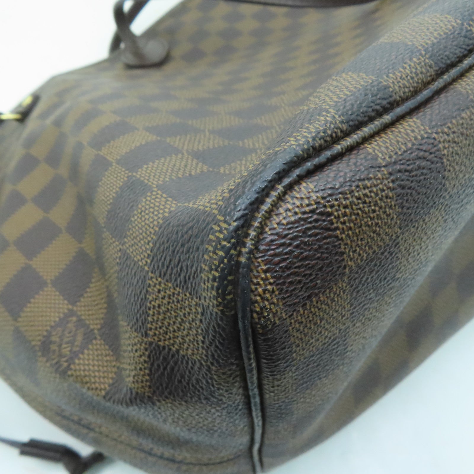 LOUIS VUITTON Damier Neverfull GM金扣手挽袋啡色