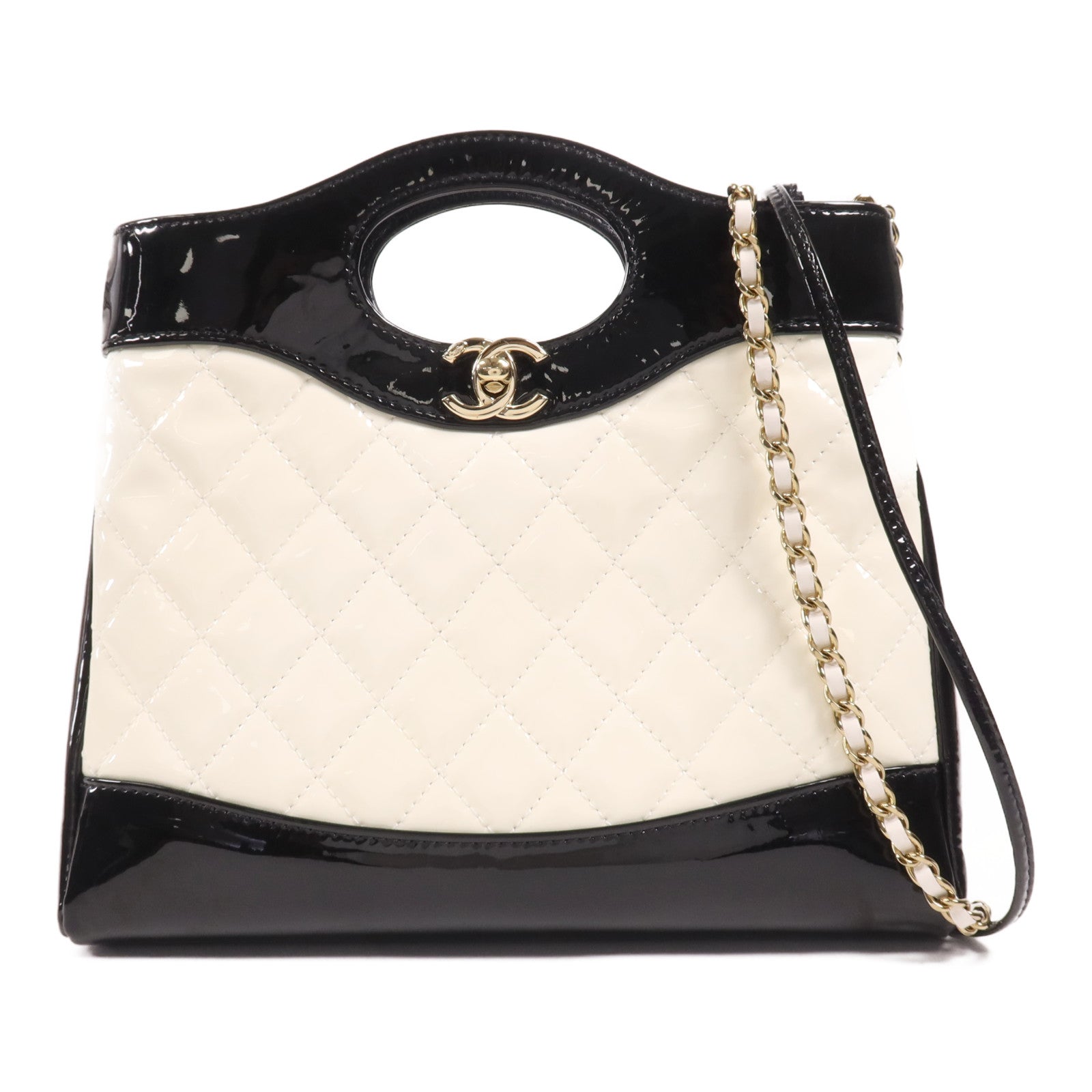 CHANEL 漆皮皮革Chanel 31 Mini金扣手挽肩背兩用袋