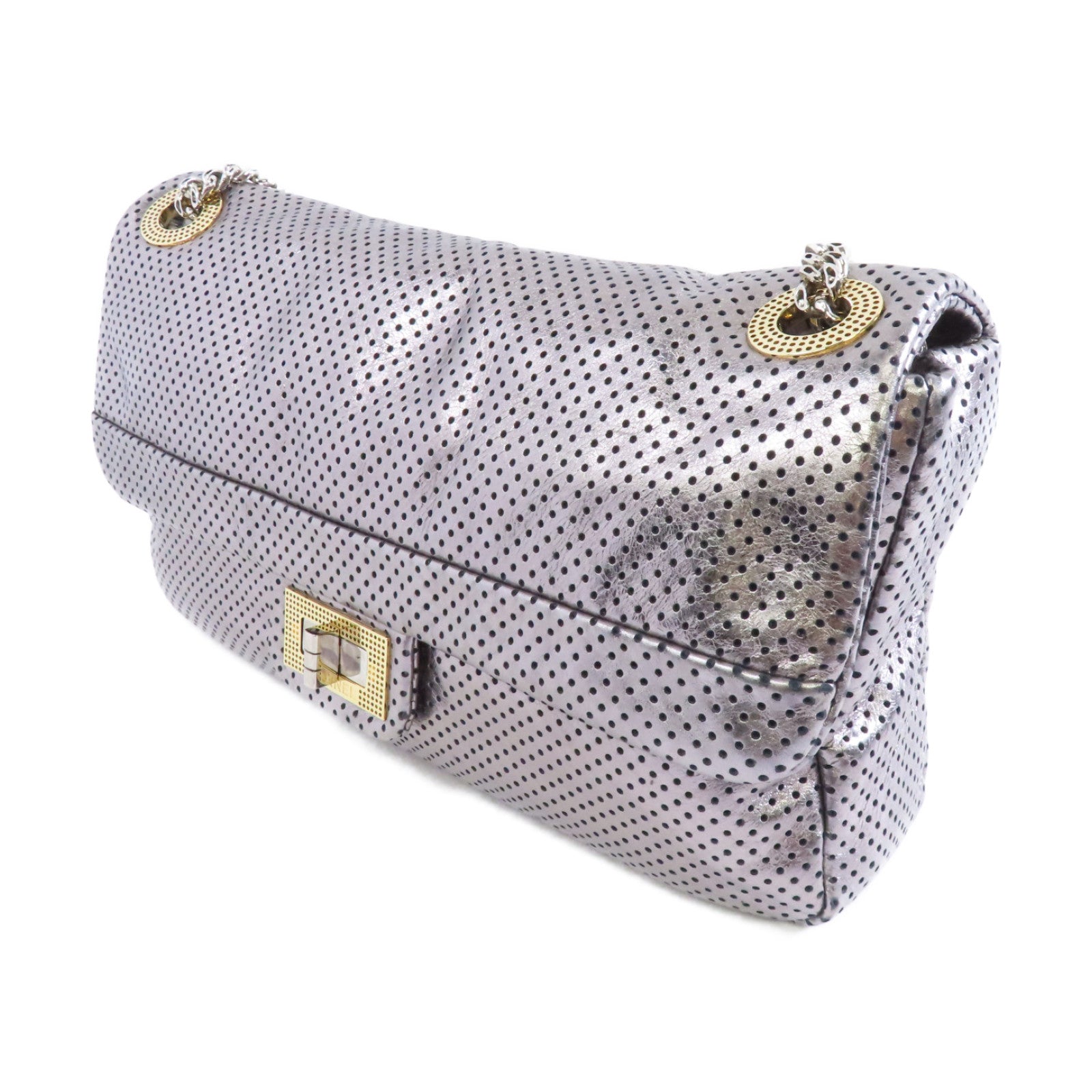 CHANEL 【激減優惠】牛皮皮革Chain Shoulder金銀扣鏈帶肩背袋銀色