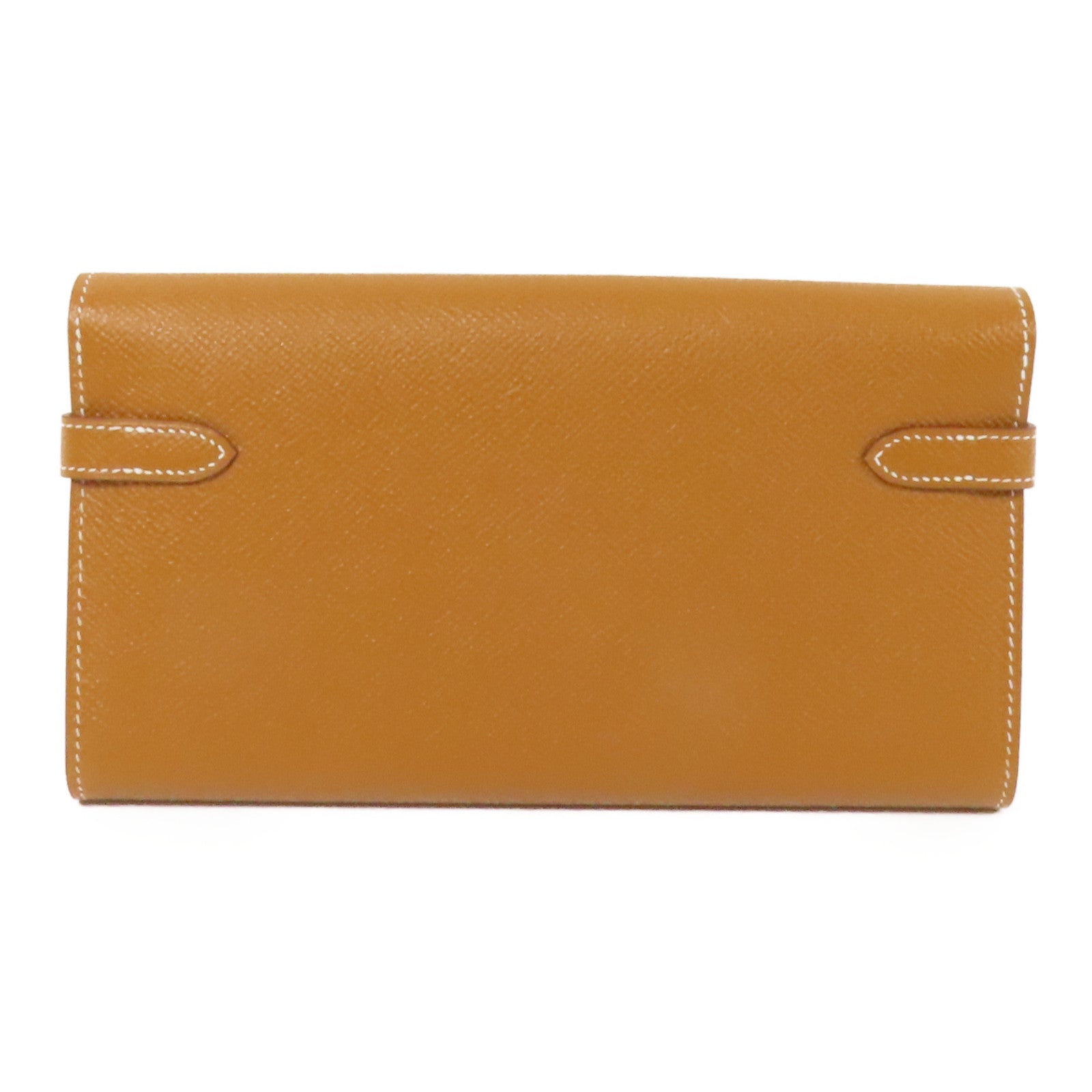 HERMES Epsom皮革Kelly Wallet銀扣長錢包Gold