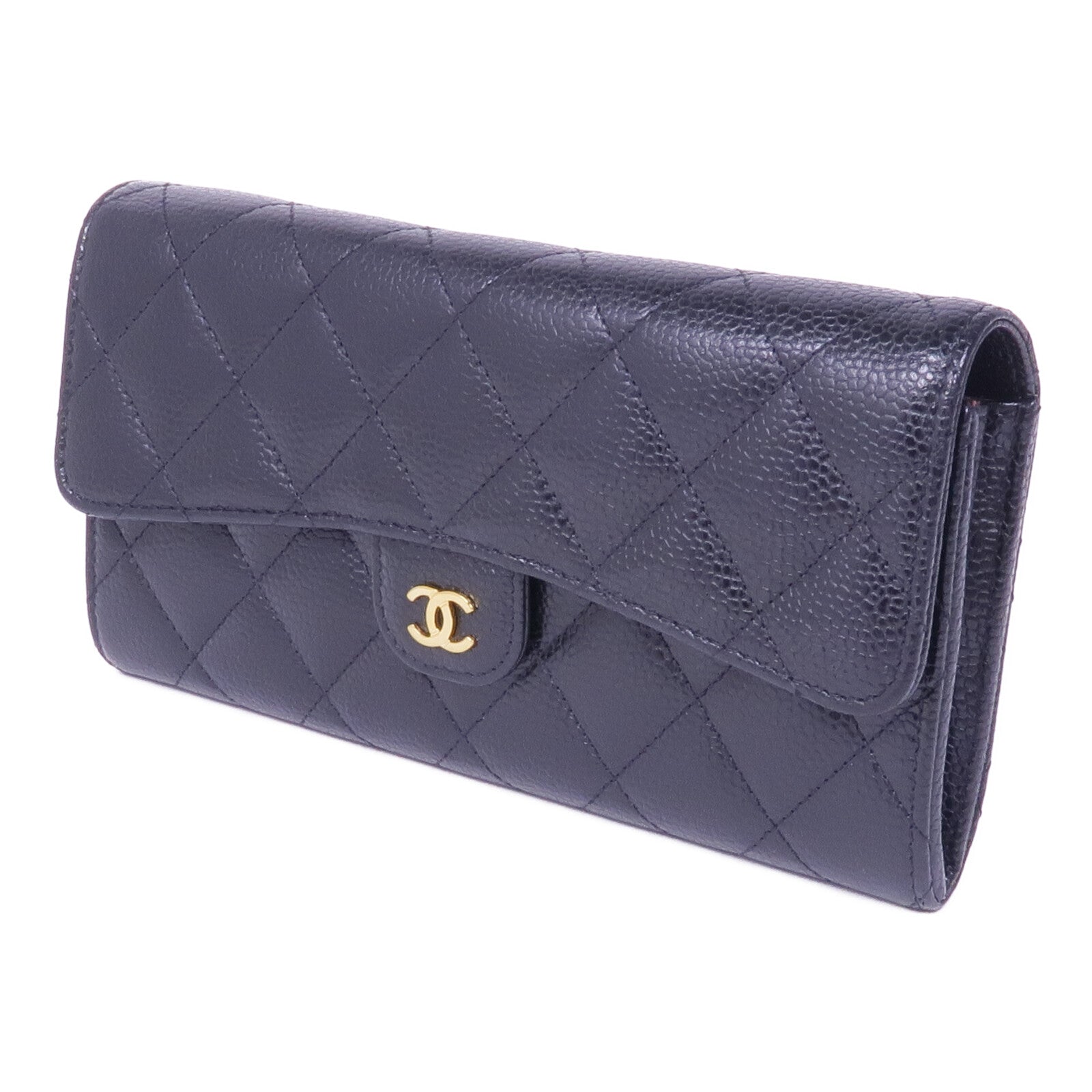 CHANEL 【激減優惠】牛皮皮革Long Wallet金扣長錢包