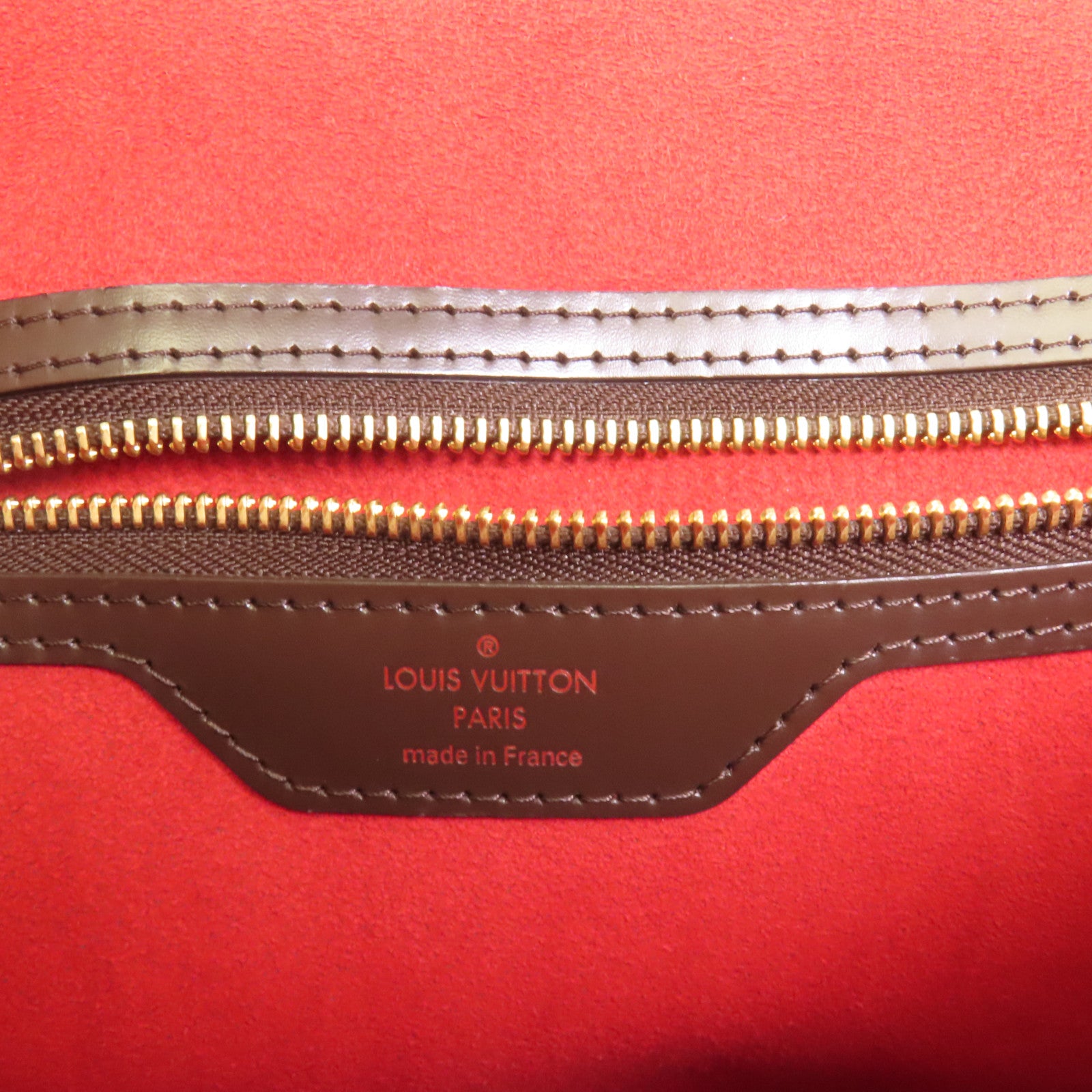 LOUIS VUITTON Damier Bergamo MM金扣手挽袋