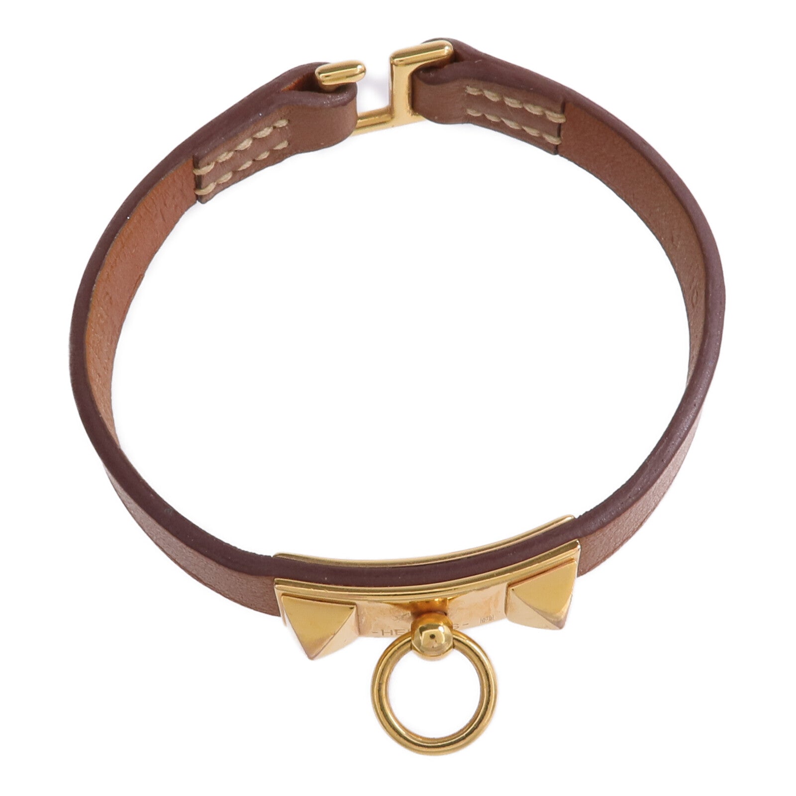 HERMES Swift皮革Mini Rivale Bracelet手帶Gold