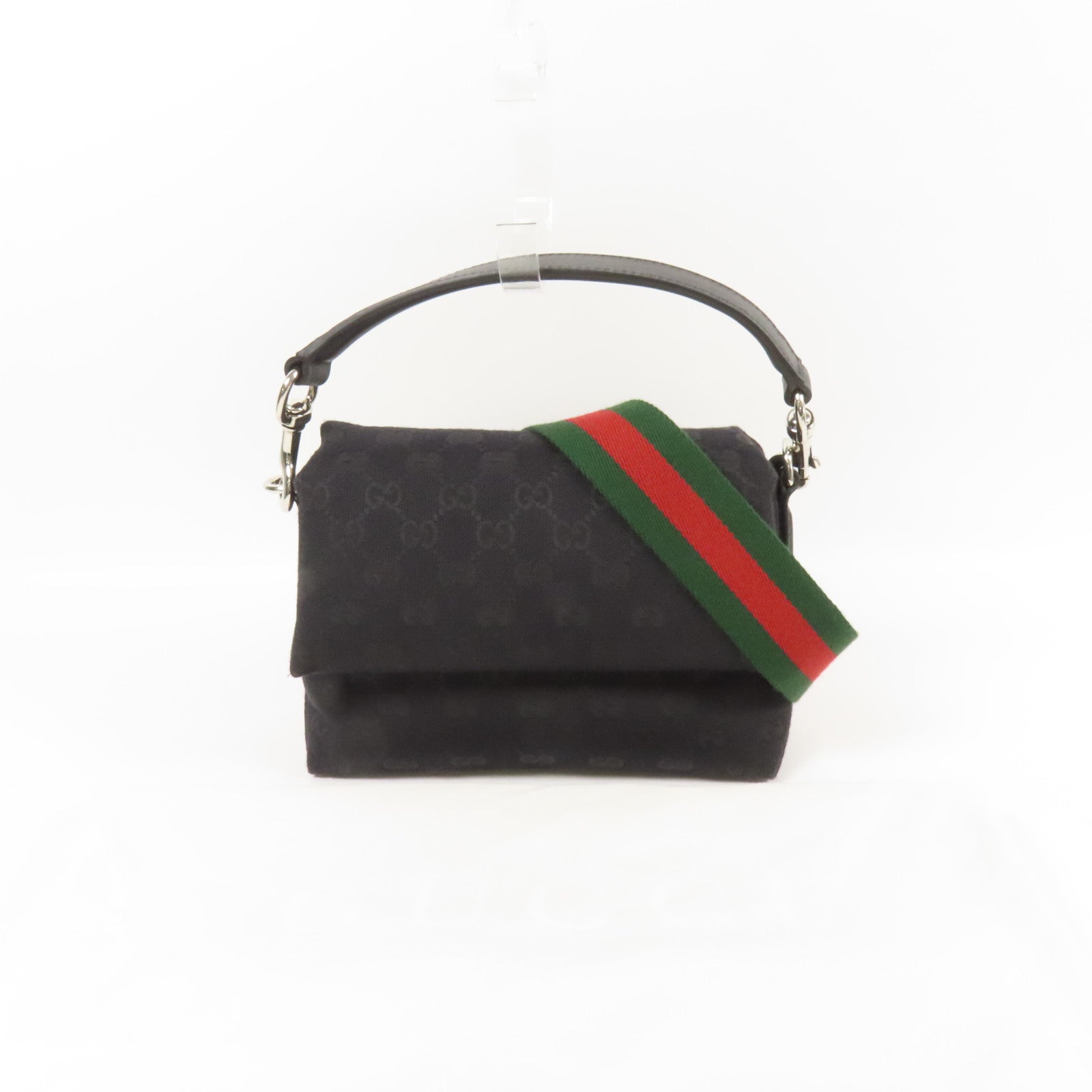 GUCCI 帆布Crossbody GG銀扣手挽肩背兩用袋