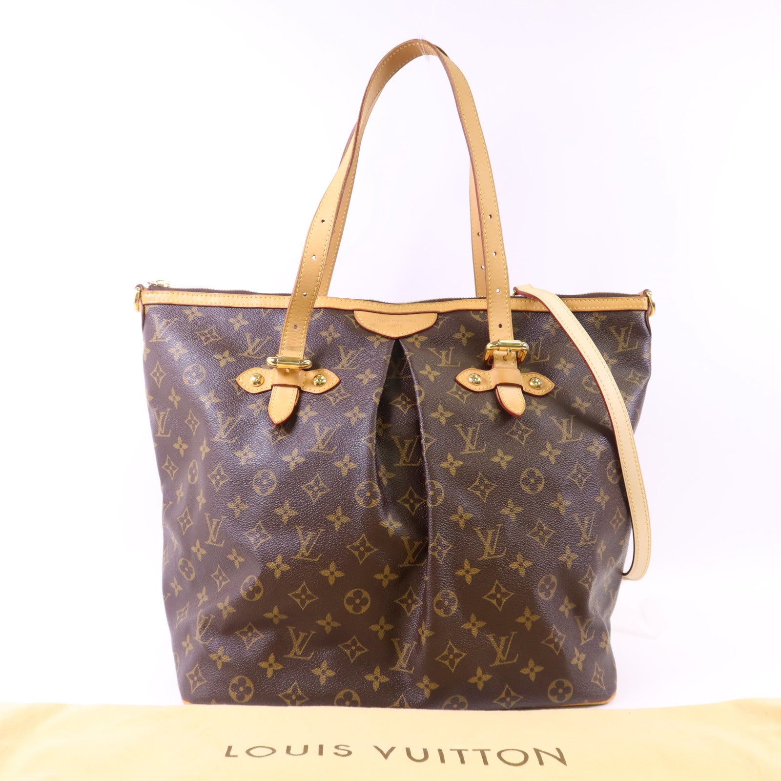 LOUIS VUITTON Monogram Palermo GM金扣手挽肩背兩用袋棕色