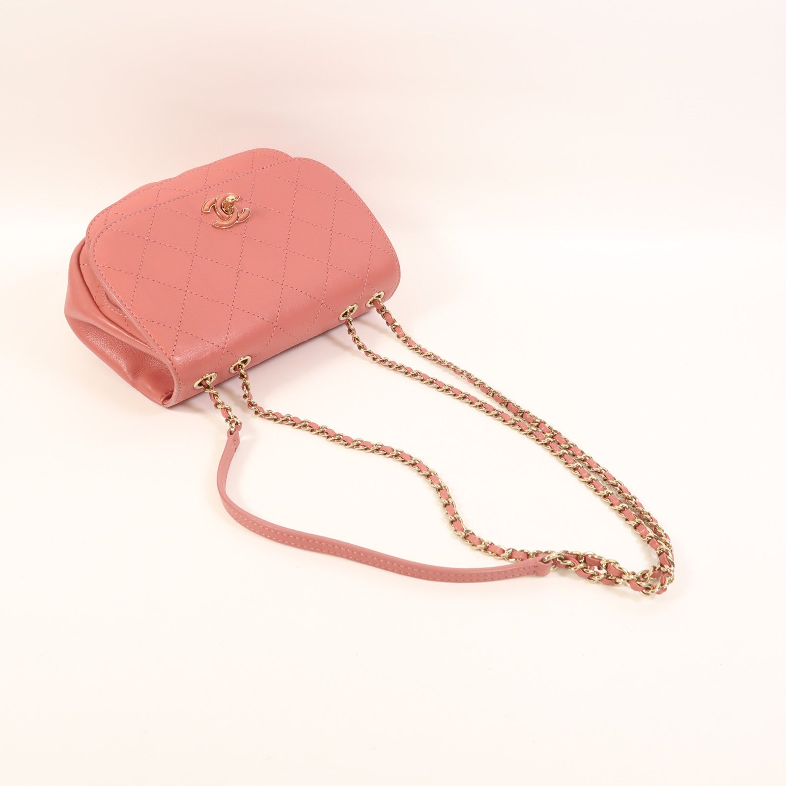 CHANEL 【激減優惠】牛皮皮革Chain Shoulder金扣鏈帶肩背袋