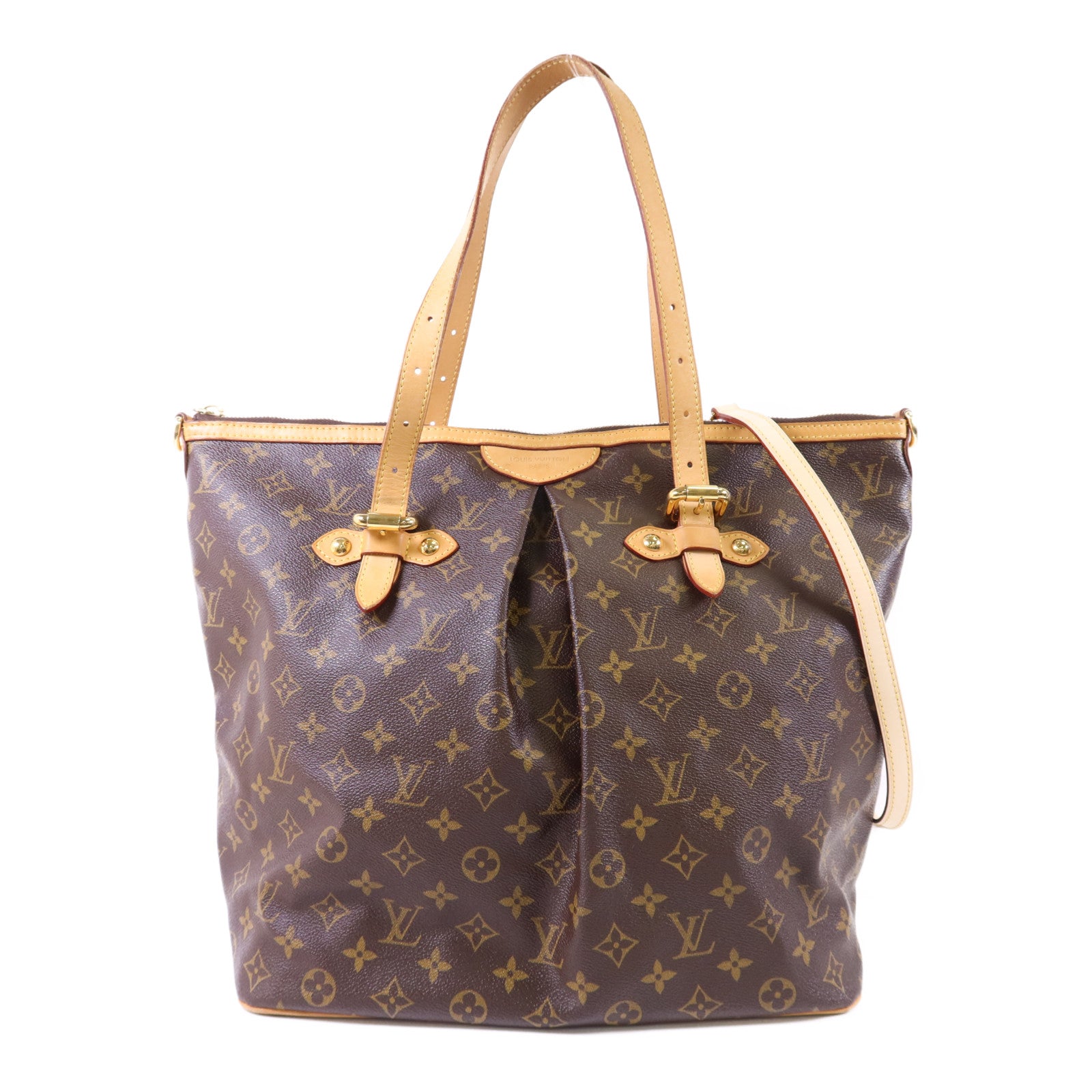 LOUIS VUITTON Monogram Palermo GM金扣手挽肩背兩用袋棕色