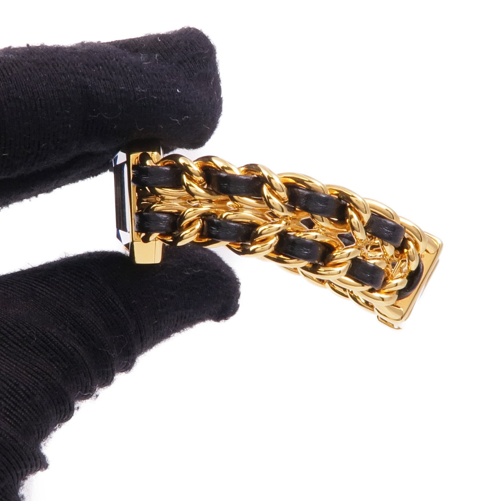 CHANEL CC Premiere S H0001 Quartz Watch Gold Plated Black