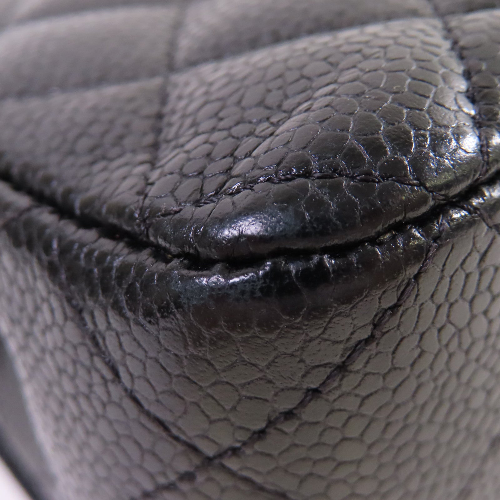 CHANEL 菱格Caviar皮革Classic 25 Chain Shoulder Bag金扣鏈帶肩背袋黑色