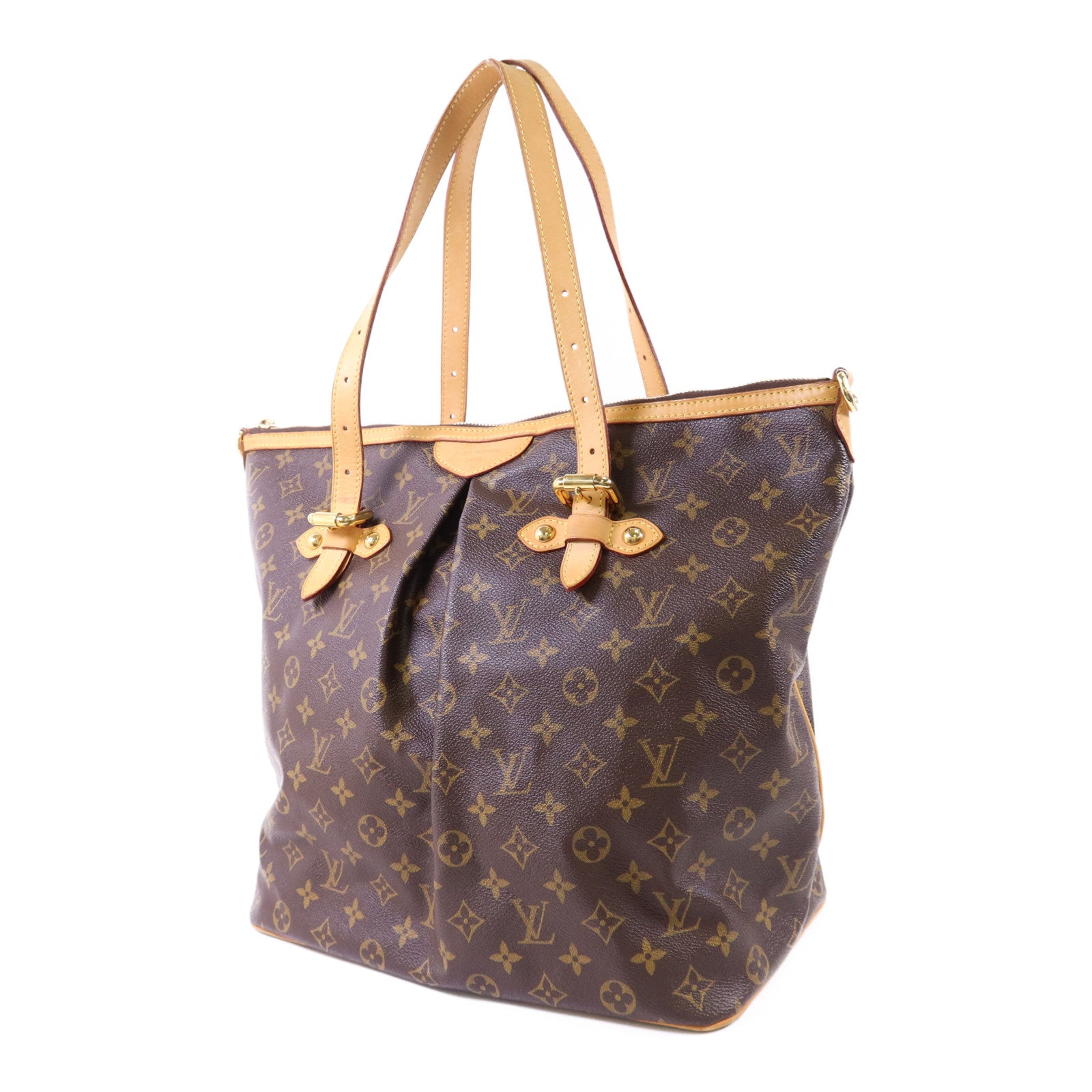 LOUIS VUITTON Monogram Palermo GM金扣手挽肩背兩用袋棕色