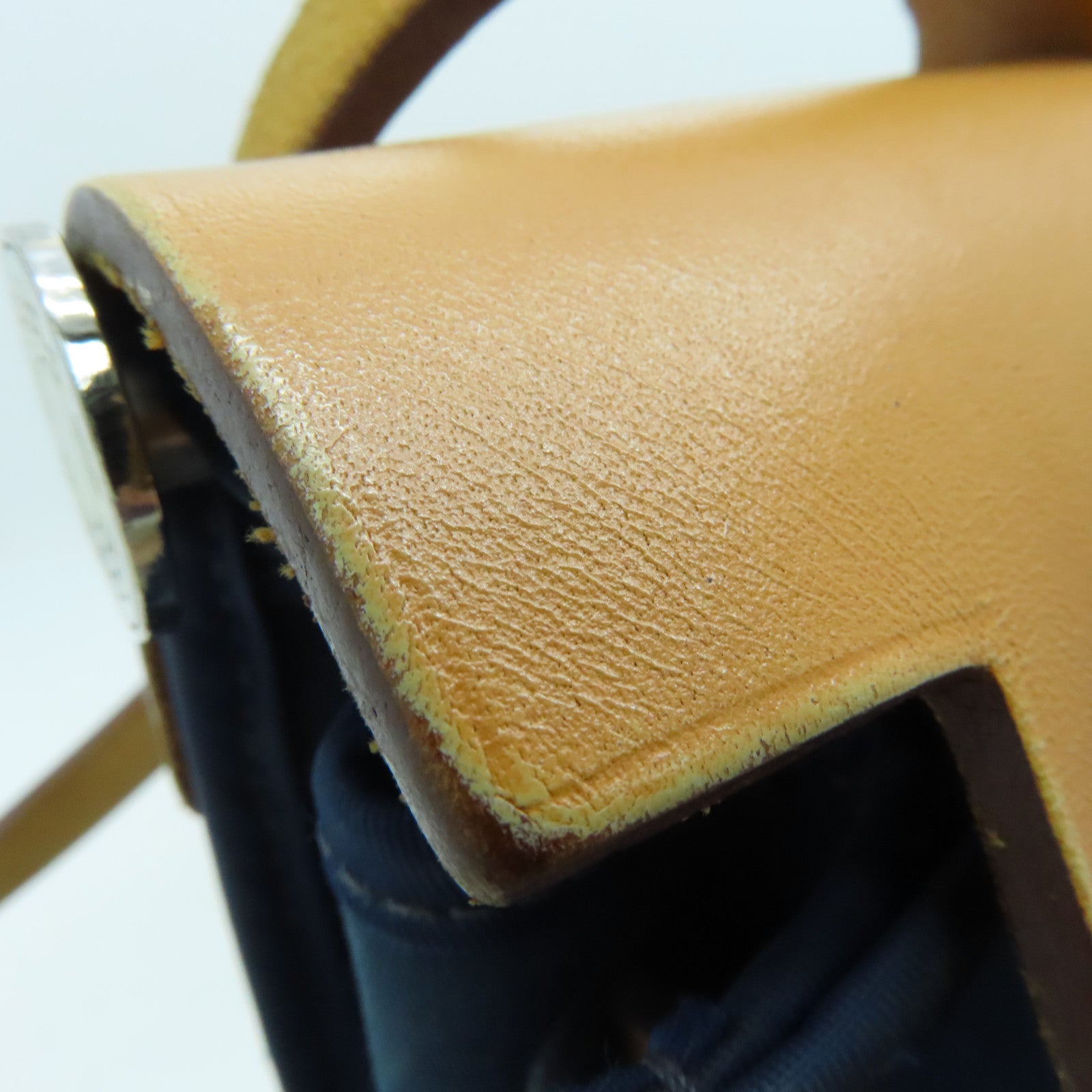 HERMES 帆布HerBag PM銀扣手挽肩背兩用袋Blue De Malte/藍色