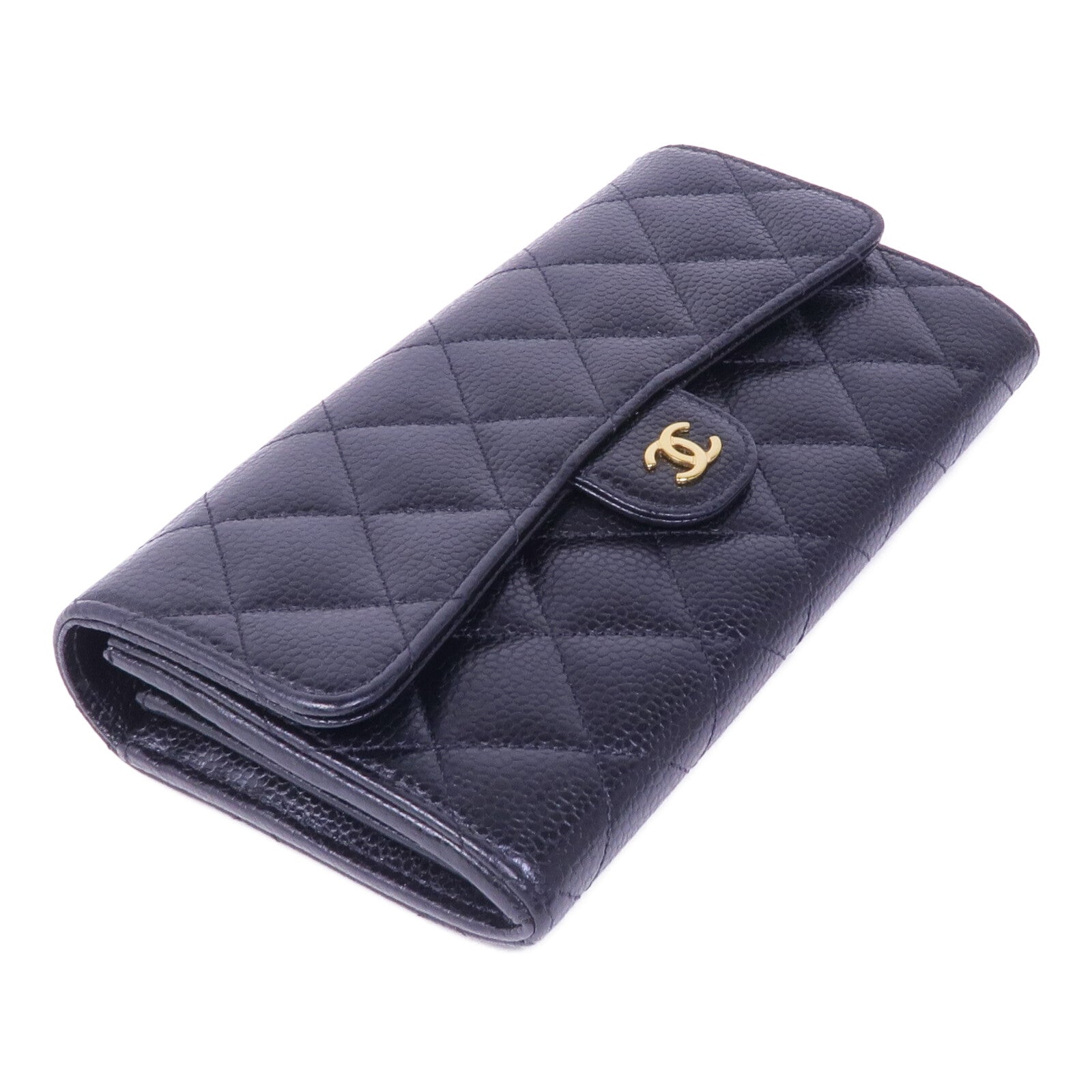 CHANEL 【激減優惠】牛皮皮革Long Wallet金扣長錢包