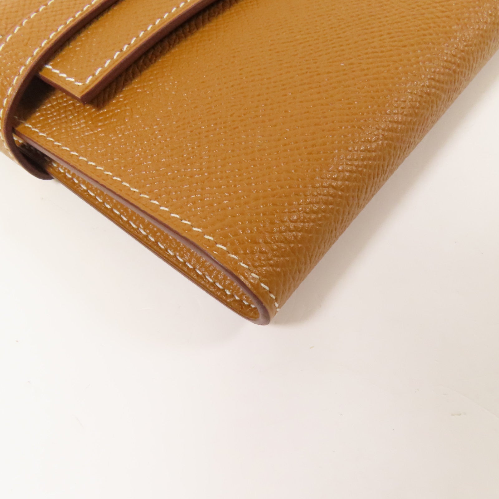 HERMES Epsom皮革Kelly Wallet銀扣長錢包Gold