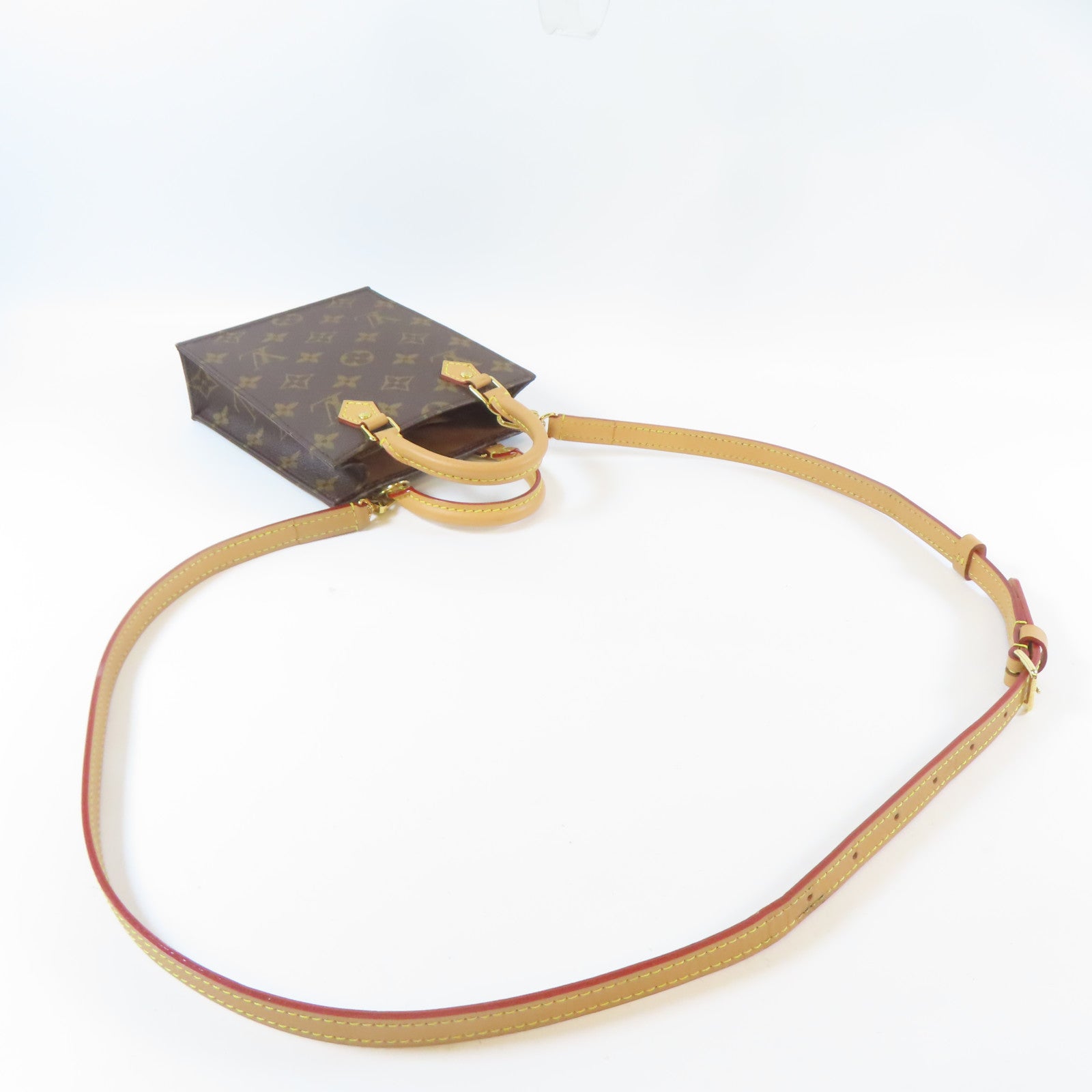 LOUIS VUITTON 【激減優惠】Monogram Petit Sac Plat金扣肩背袋啡色