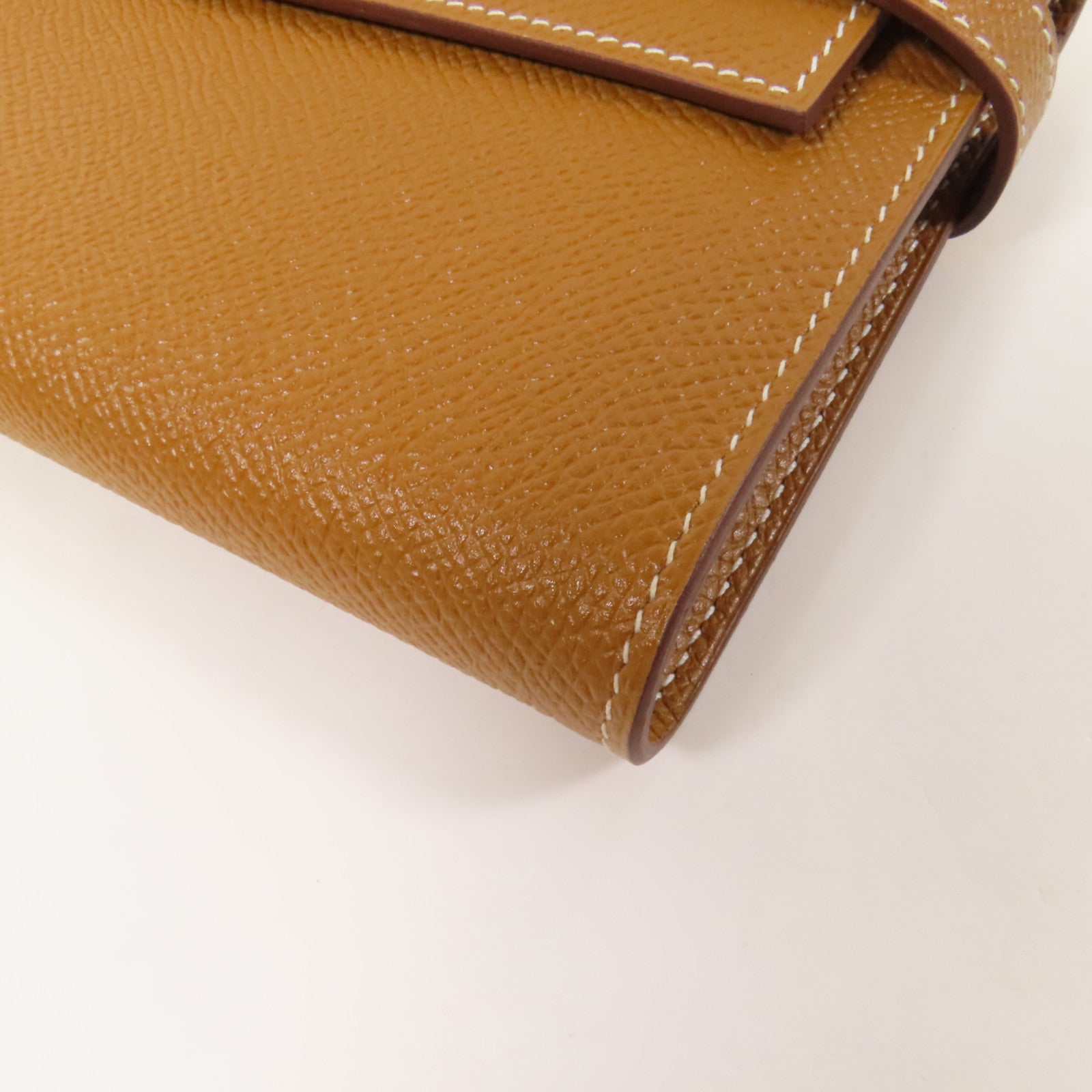 HERMES Epsom皮革Kelly Wallet銀扣長錢包Gold