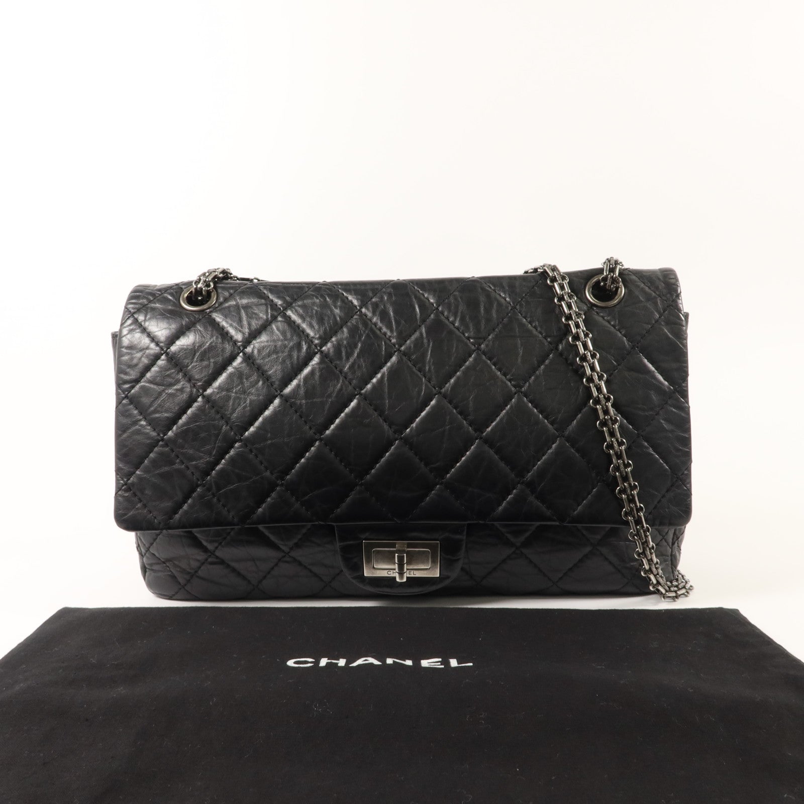 CHANEL 牛皮皮革2.55 Maxi鏈帶肩背袋