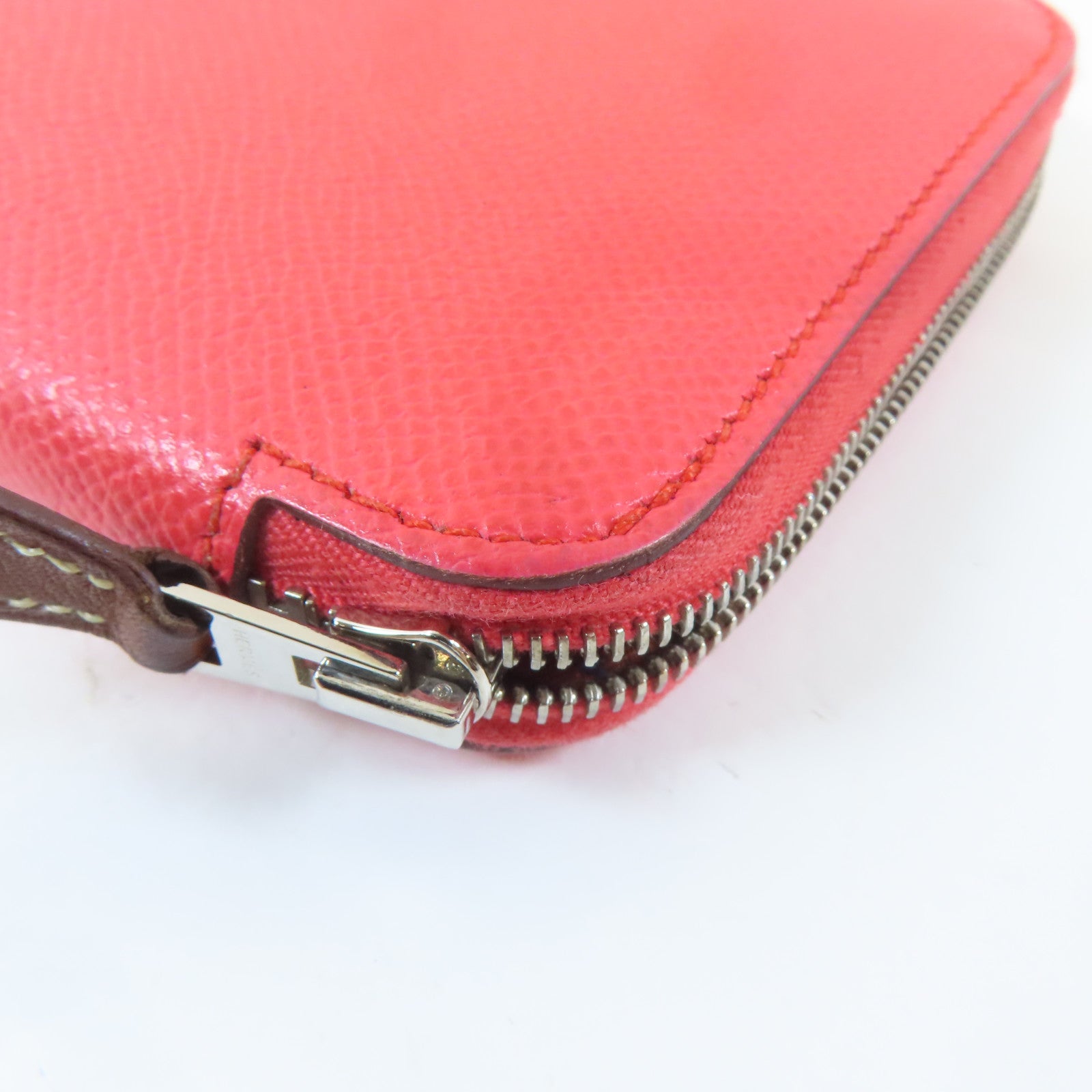 HERMES Epsom皮革Silk In Wallet銀扣長錢包Rose Texas/粉紅色