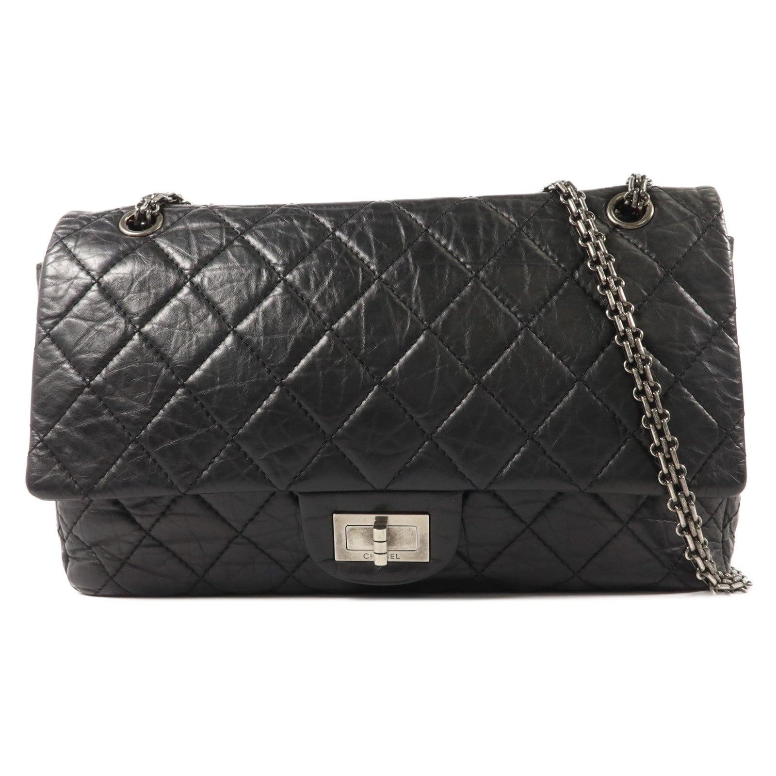 CHANEL 牛皮皮革2.55 Maxi鏈帶肩背袋