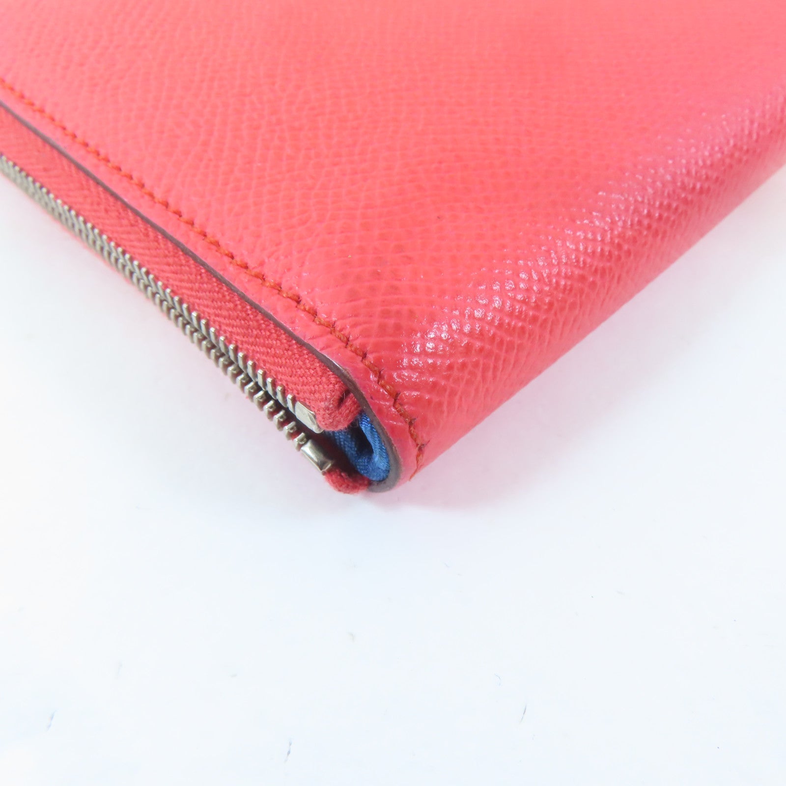 HERMES Epsom皮革Silk In Wallet銀扣長錢包Rose Texas/粉紅色