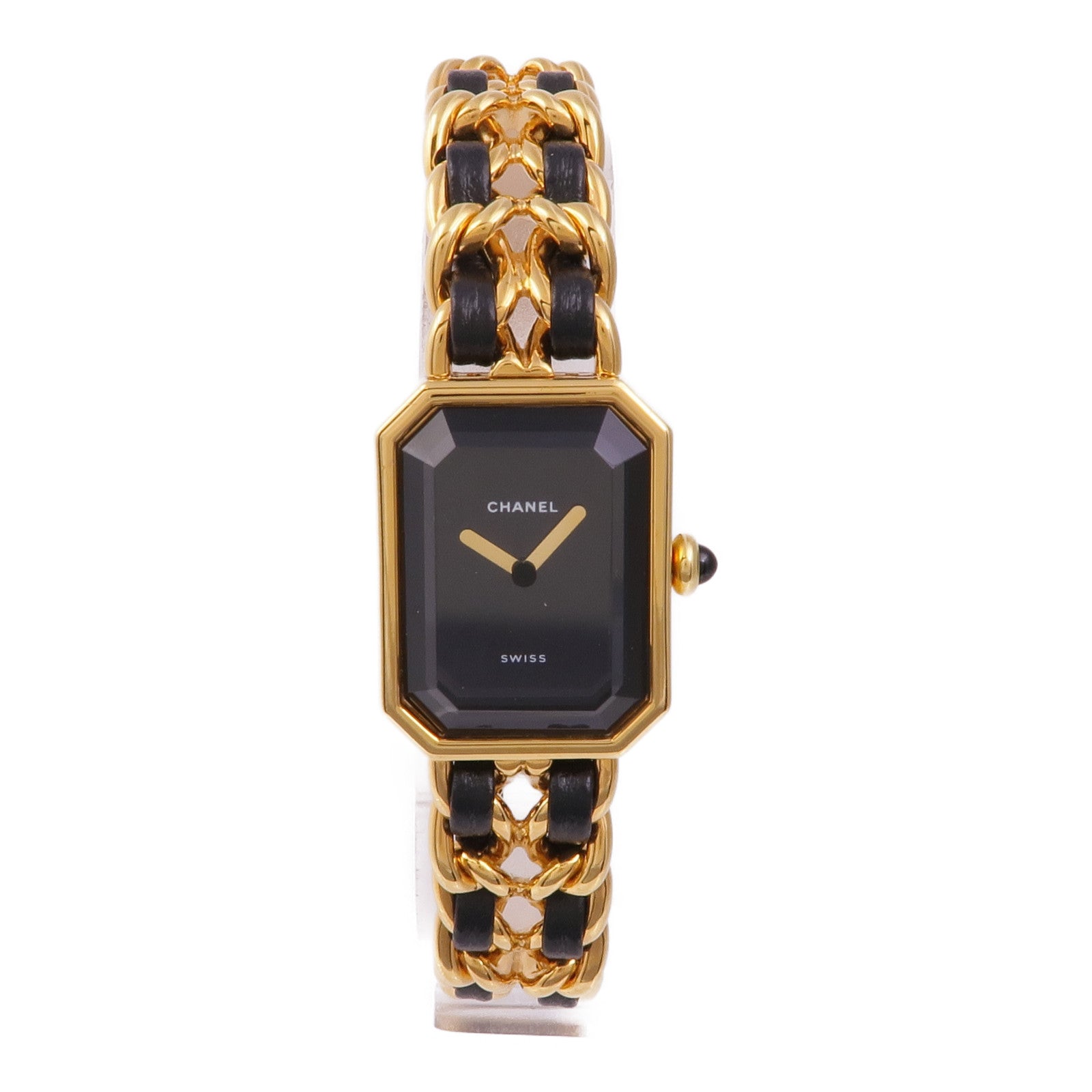 CHANEL CC Premiere S H0001 Quartz Watch Gold Plated Black