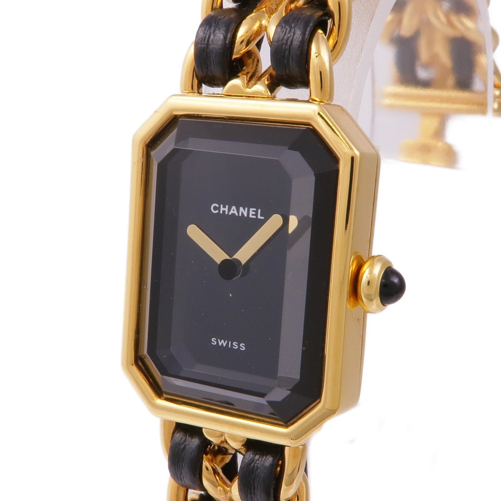 CHANEL CC Premiere S H0001 Quartz Watch Gold Plated Black