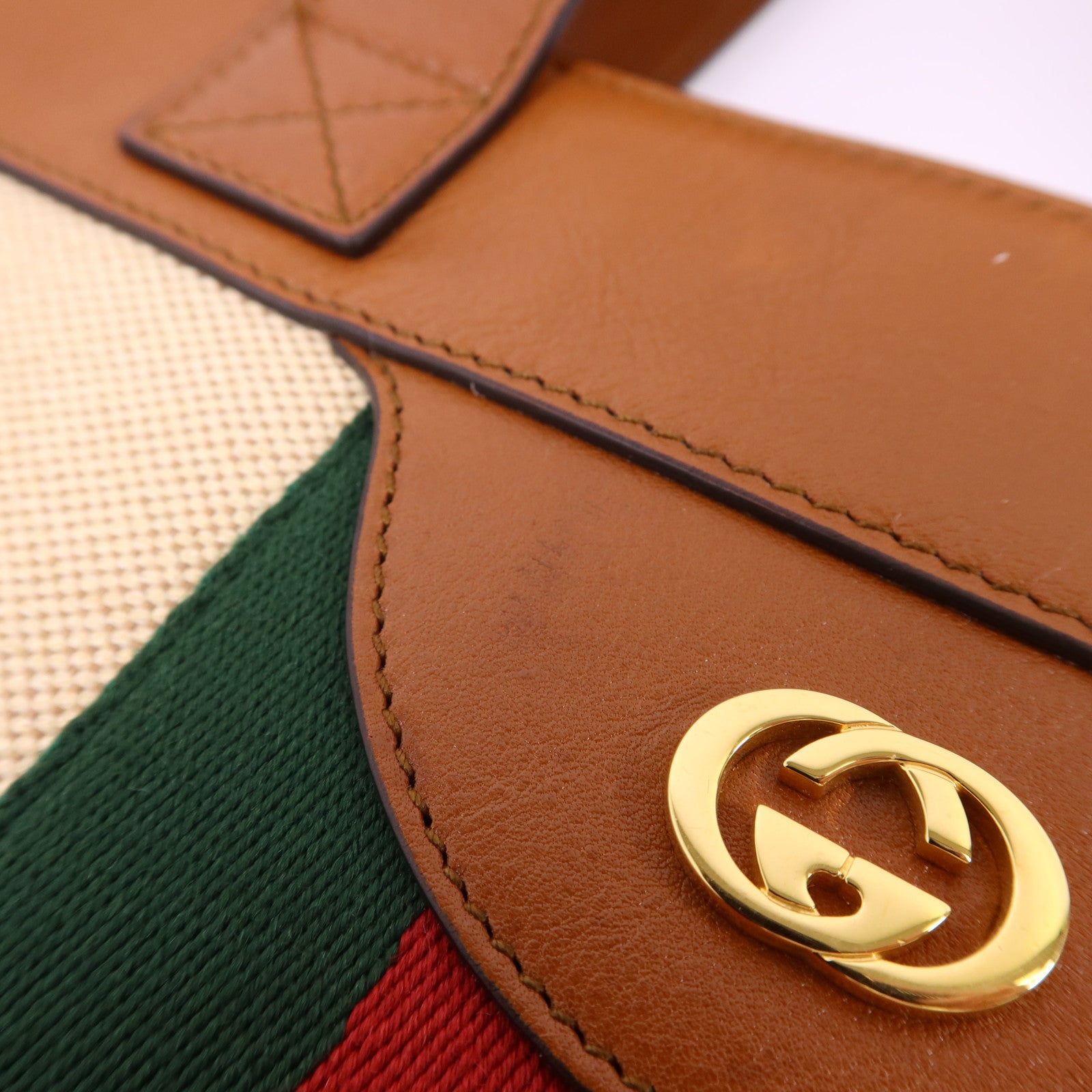 GUCCI 帆布Sherry Line Vintage Tote Bag金扣手挽肩背兩用袋