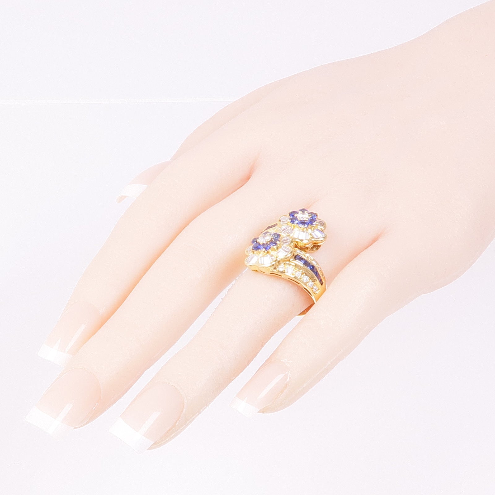 JEWELRY 18K黃金Sapphire Diamond Ring藍寶石/鑽石US#7
