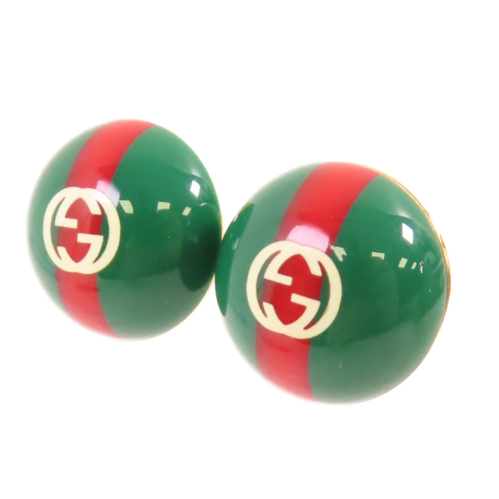 GUCCI 金屬GG Earring金扣耳環綠色/紅色