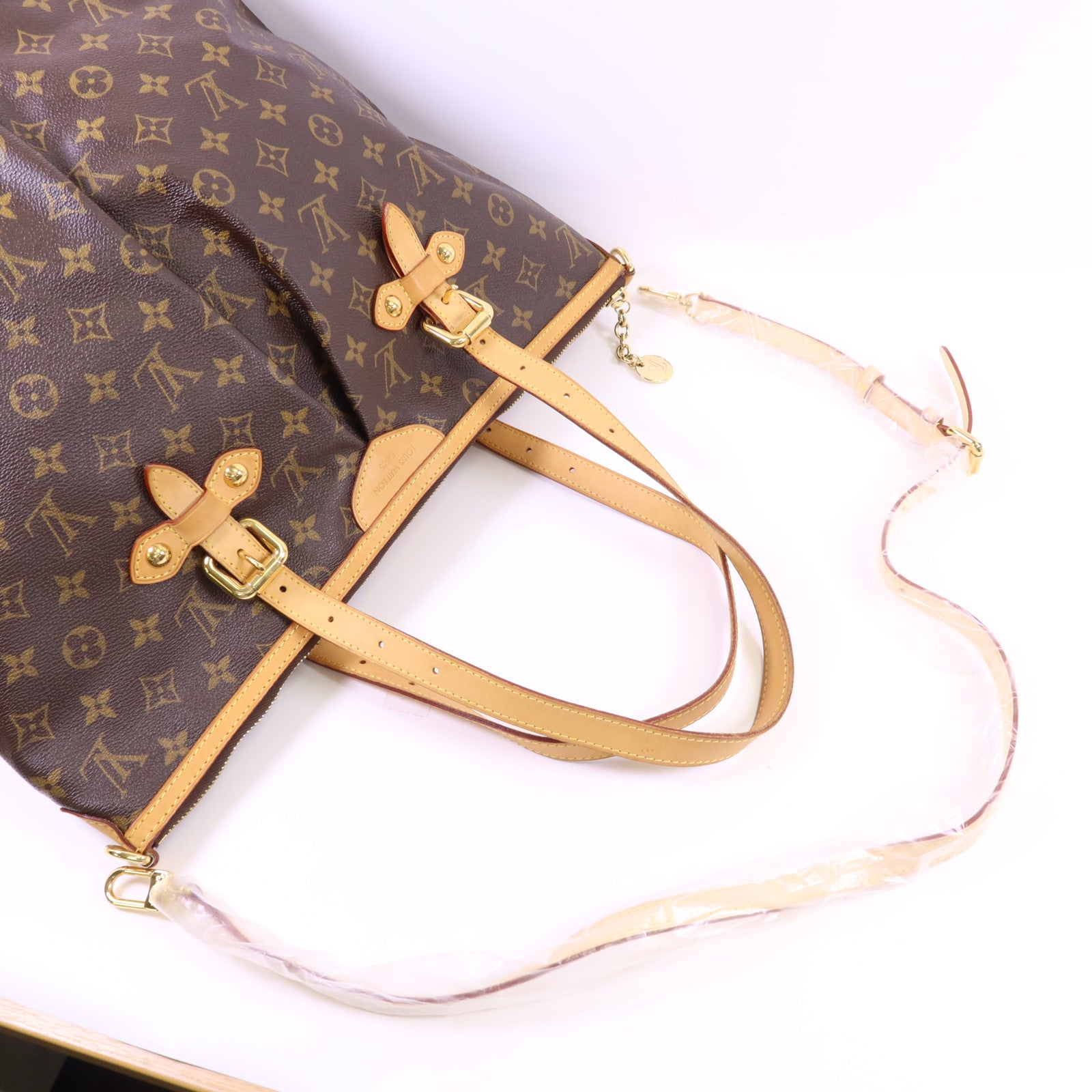LOUIS VUITTON Monogram Palermo GM金扣手挽肩背兩用袋棕色