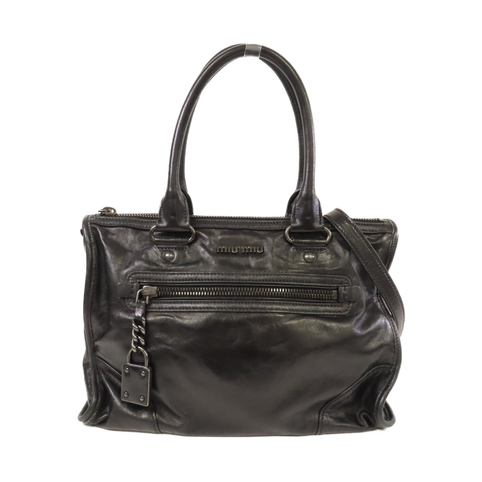 Miu Miu 牛皮皮革2 Way Shoulder手挽肩背兩用袋黑色