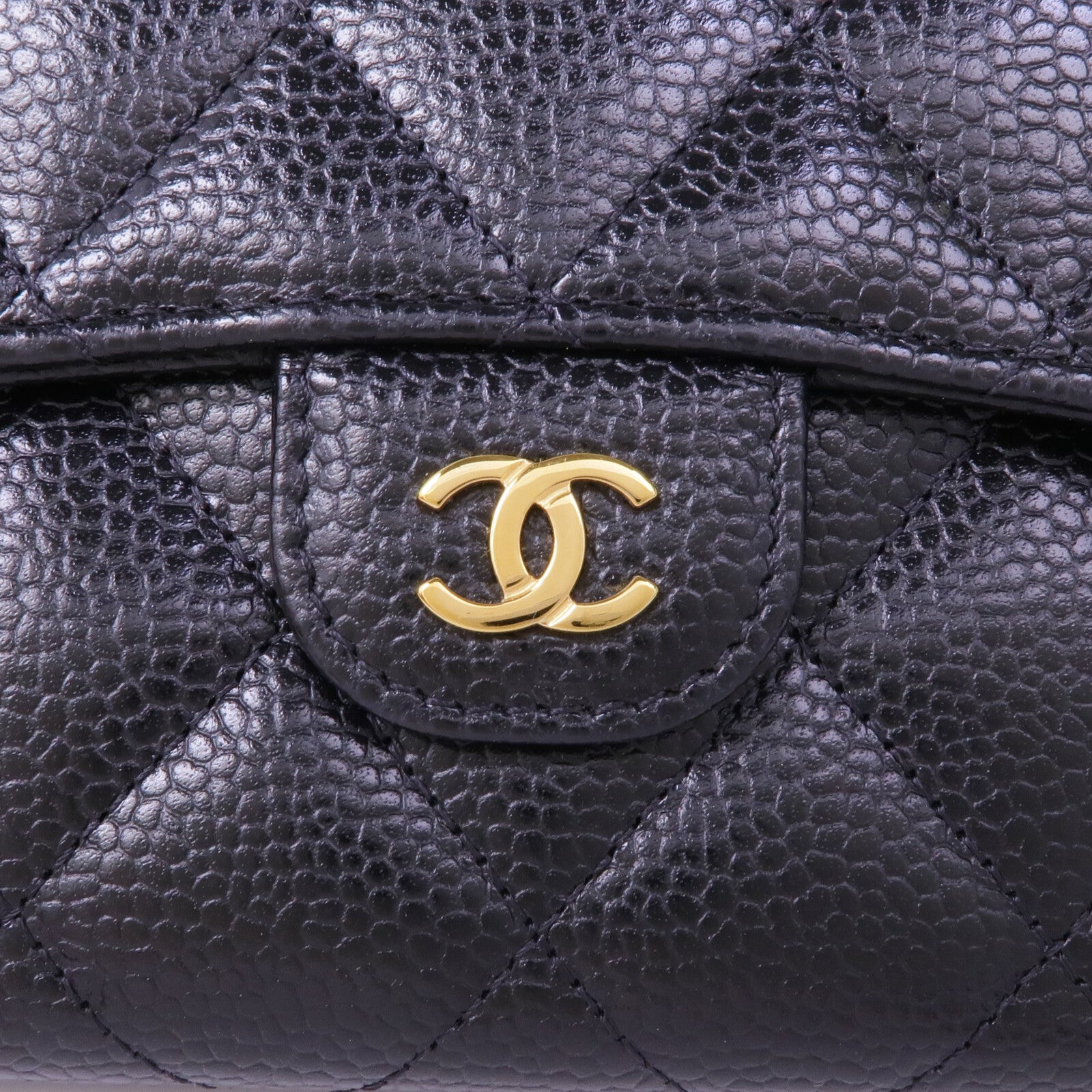 CHANEL 牛皮皮革Long Wallet金扣長錢包