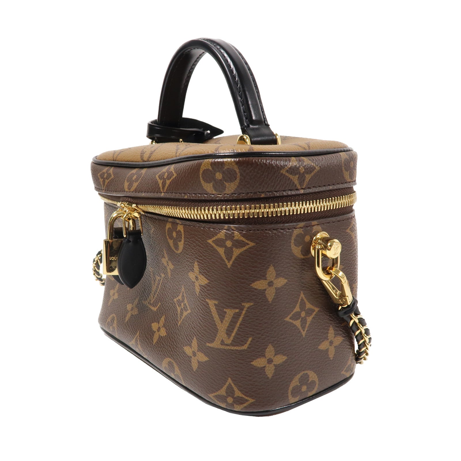 LOUIS VUITTON Monogram Vanity PM金扣手挽肩背兩用袋啡色
