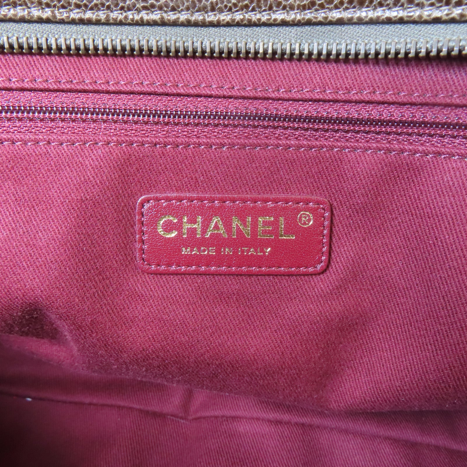 CHANEL 菱格Caviar皮革Chain Shoulder Bag金扣鏈帶肩背袋啡色