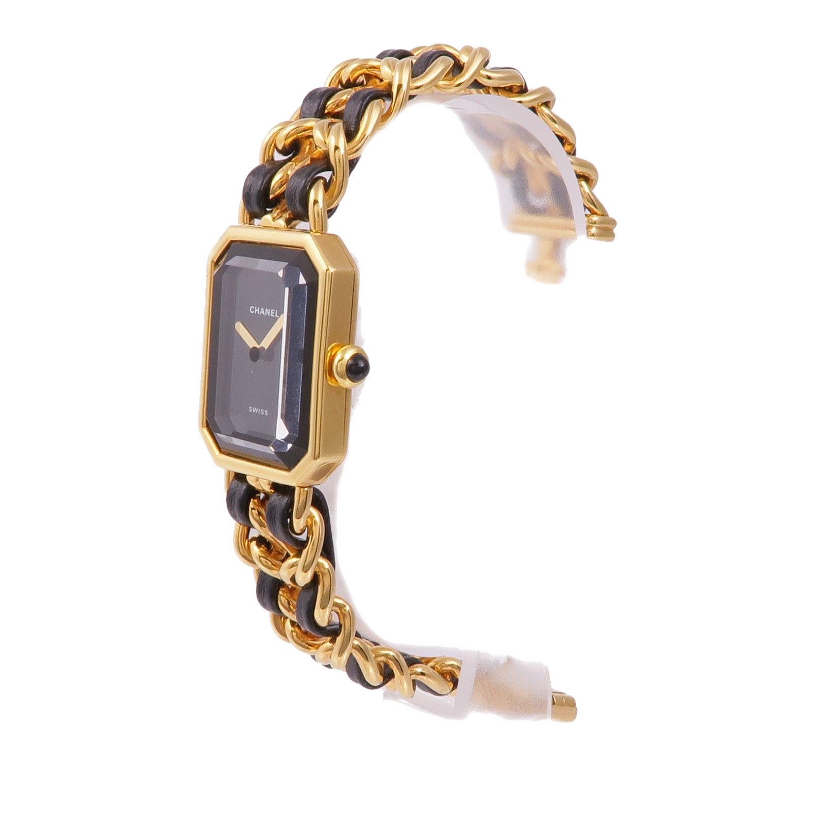 CHANEL CC Premiere S H0001 Quartz Watch Gold Plated Black